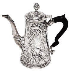 Antique Irish George II Silver Coffee Pot Dublin, Ireland c. 1750