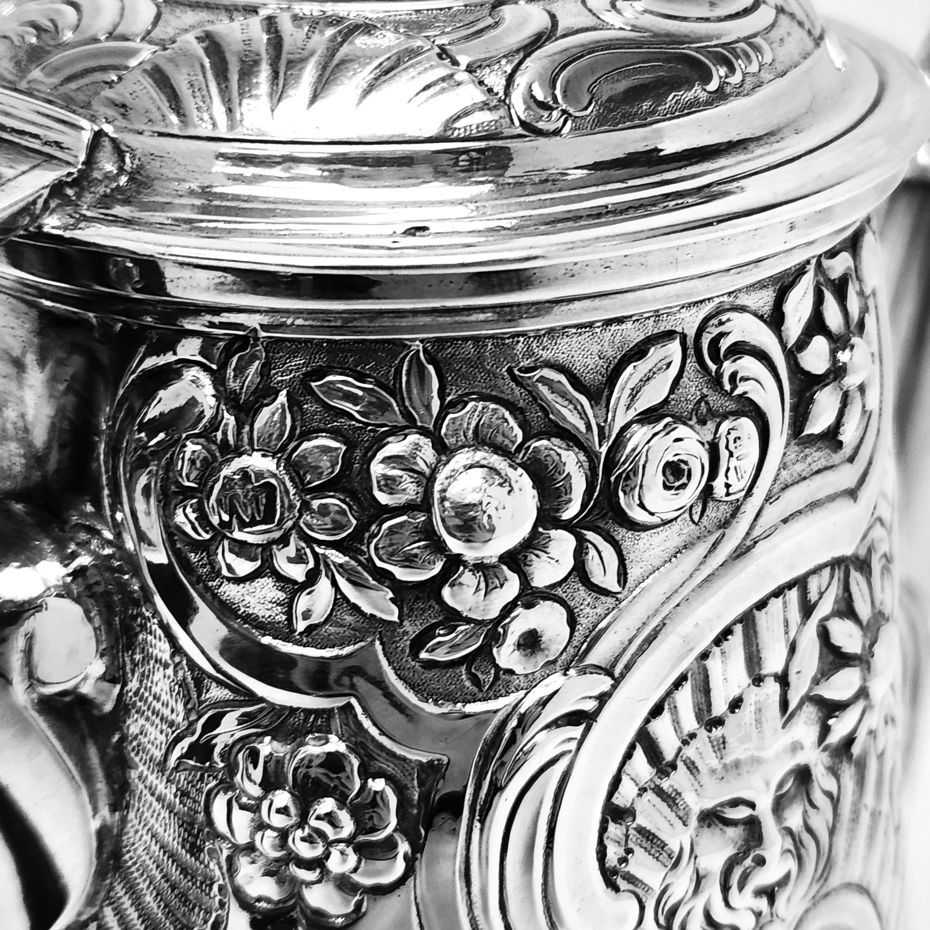 Antique Irish George II Silver Coffee Pot Dublin, Ireland c. 1750 1