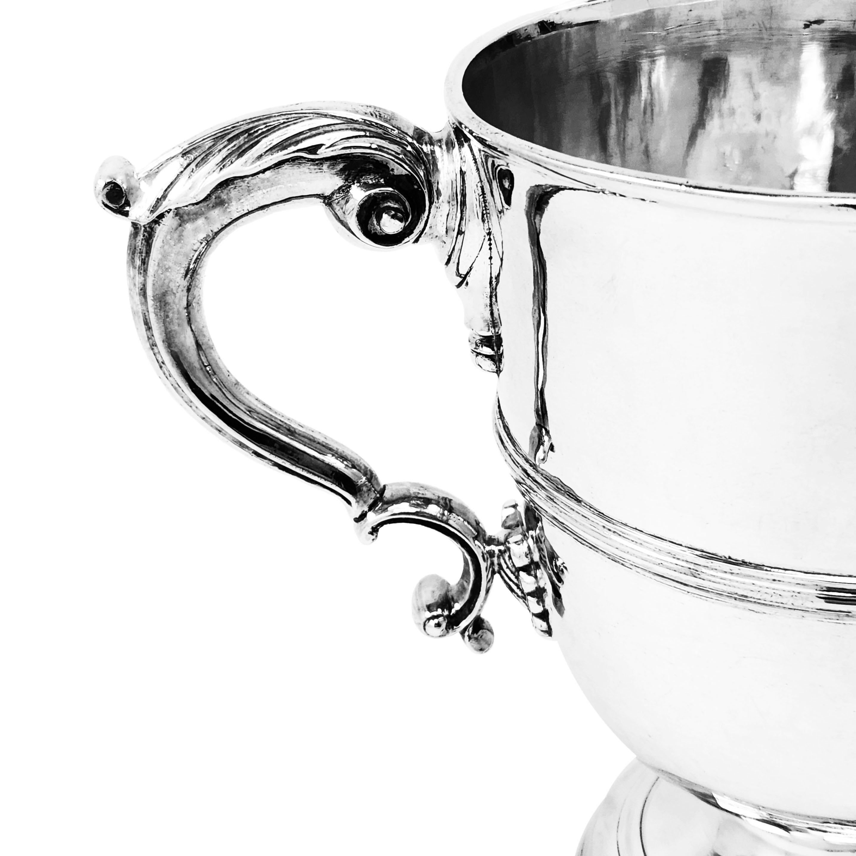 English Antique Irish George II Sterling Silver two Handled Cup Dublin, Ireland 1752 For Sale