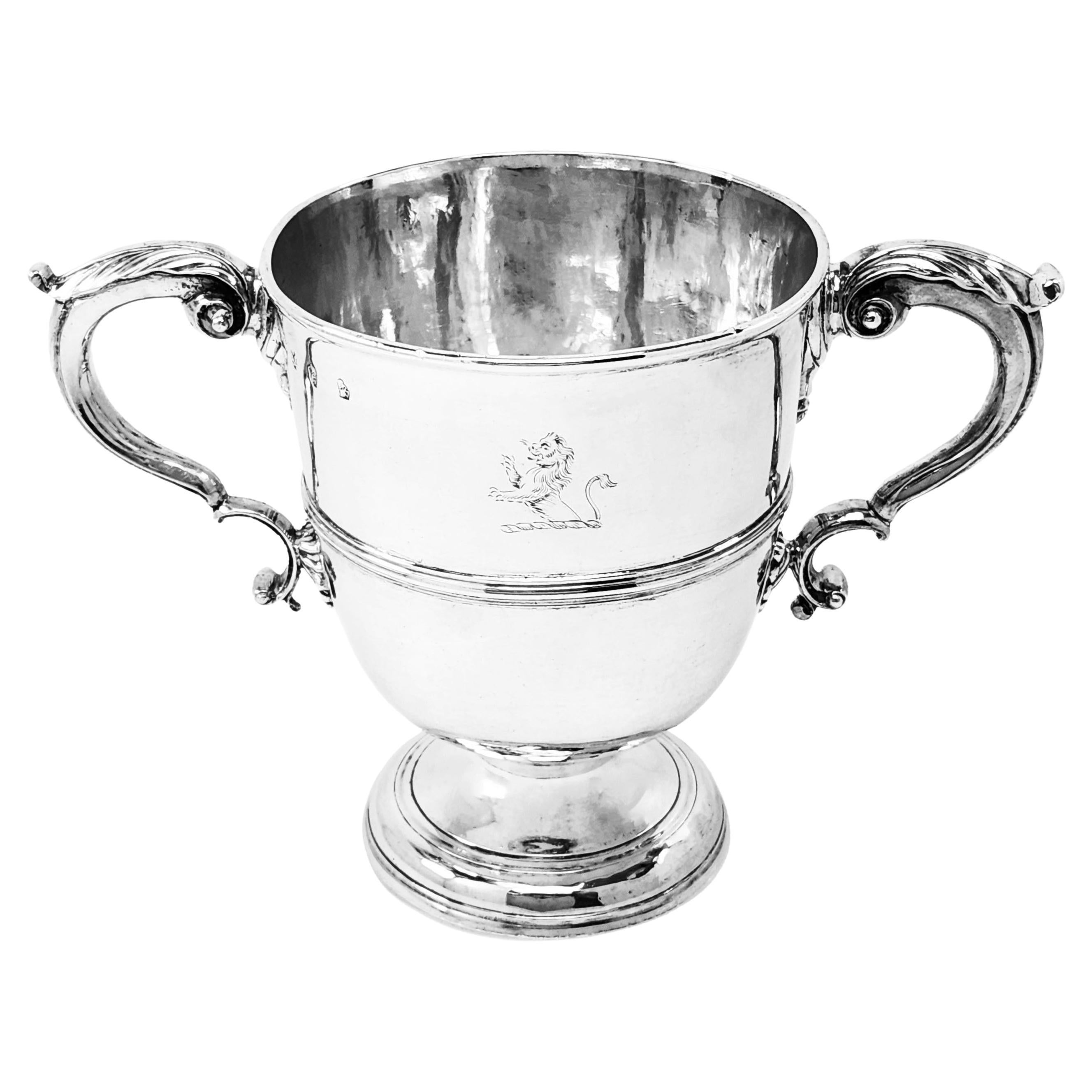 Antique Irish George II Sterling Silver two Handled Cup Dublin, Ireland 1752 For Sale