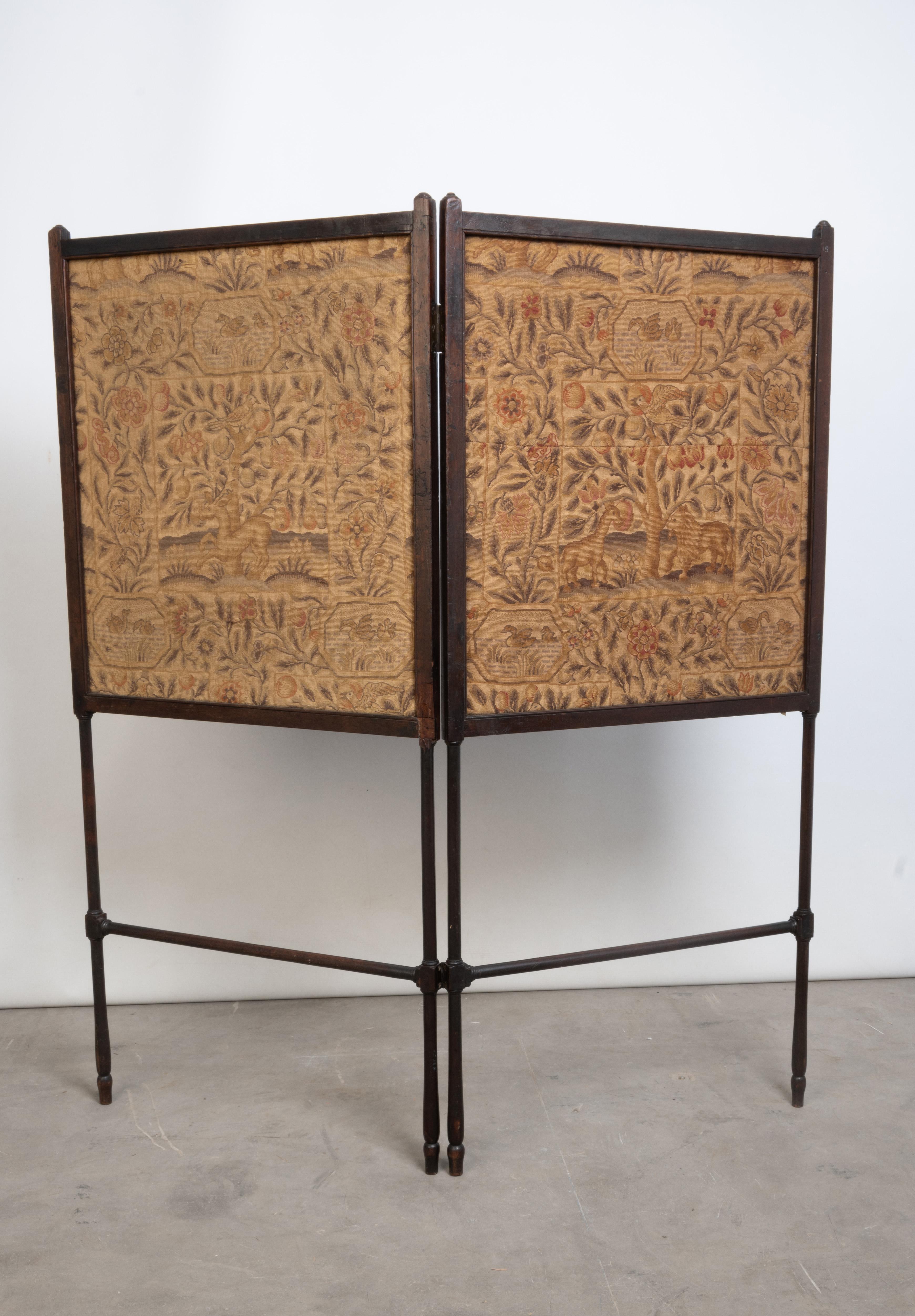 Northern Irish Antique Irish George III Needlework Two- Leaf Fire Screen C.1770 For Sale