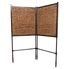 Antique Irish George III Needlework Two- Leaf Fire Screen C.1770
