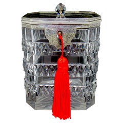 Antique Irish Georgian Hand Cut Crystal Sterling Silver Tea Caddy George III