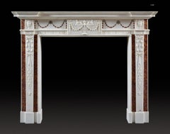 Antique Irish Georgian III White Marble Fireplace Mantel
