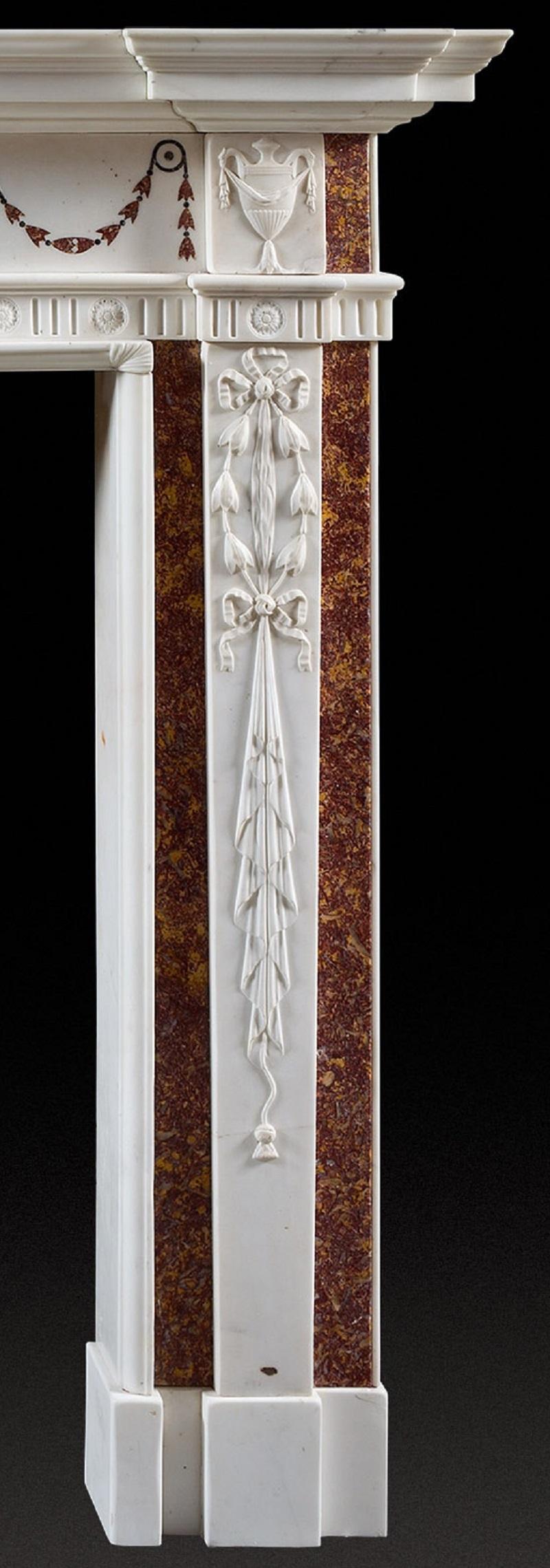 Fin du XVIIIe siècle Cheminée ancienne irlandaise style George III en marbre blanc en vente