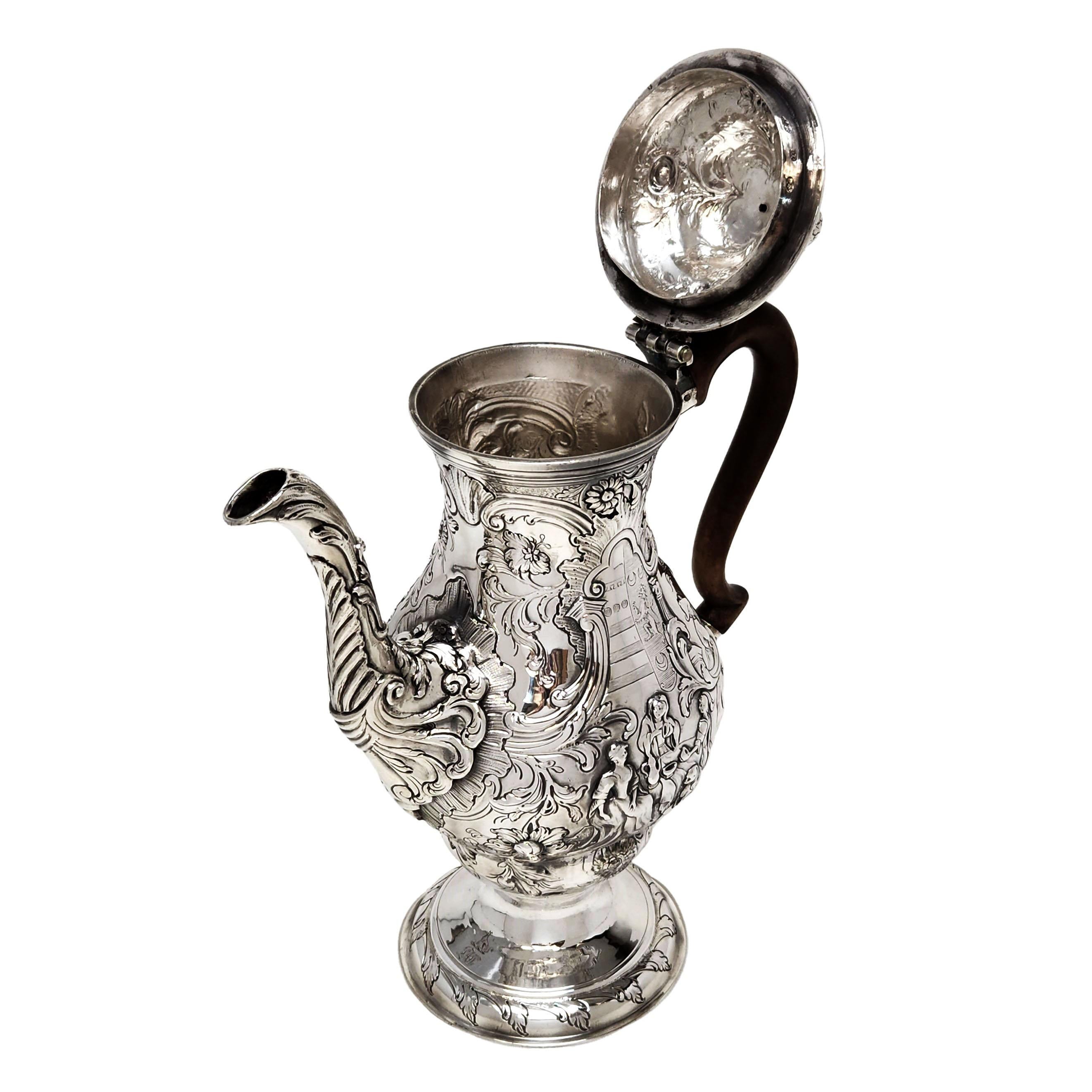 18th Century and Earlier Antique Irish Georgian Silver Coffee Pot Dublin, Ireland, C. 1770
