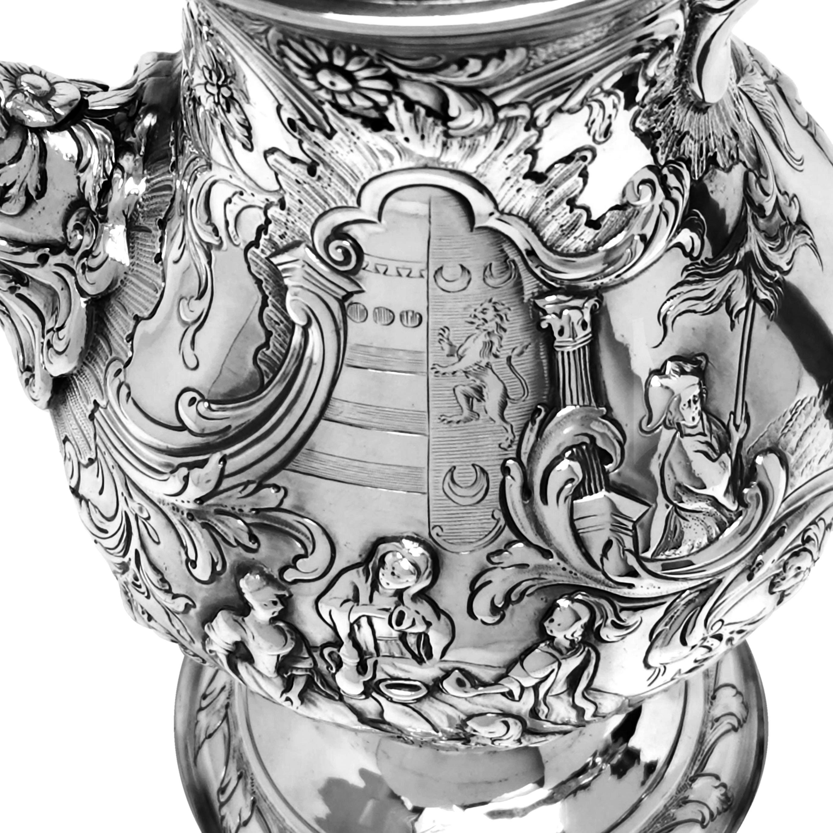 Sterling Silver Antique Irish Georgian Silver Coffee Pot Dublin, Ireland, C. 1770