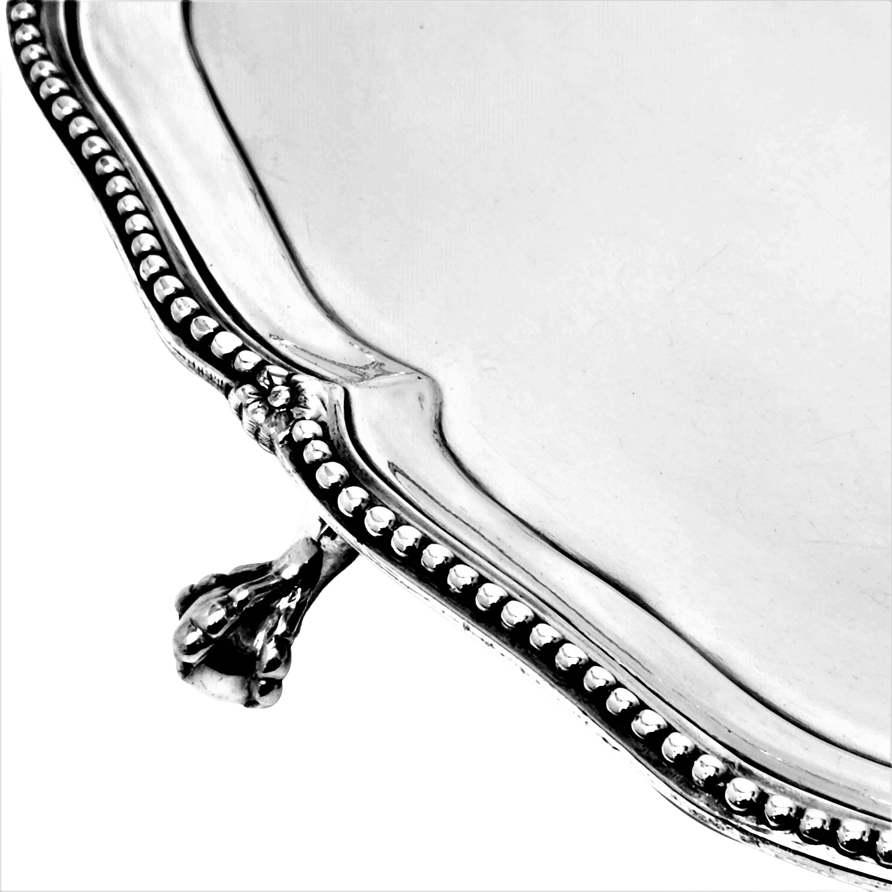 18th Century and Earlier Antique Irish Georgian Sterling Silver Salver Waiter Tray c. 1780 16.25 inches For Sale