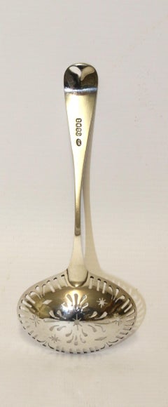 Antique Irish Hallmarked Dublin 1810 Silver Sugar Spoon with Cut Engraving