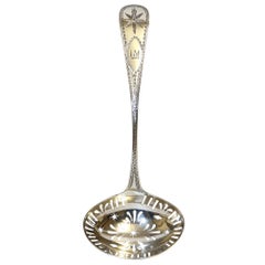 Antique Irish Hallmarked Dublin 1810 Silver Sugar Spoon with Cut Engraving