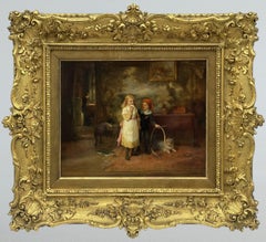 Antike irische Irland Gemälde George Bernard O'Neill Öl Tafel Giltwood Frame