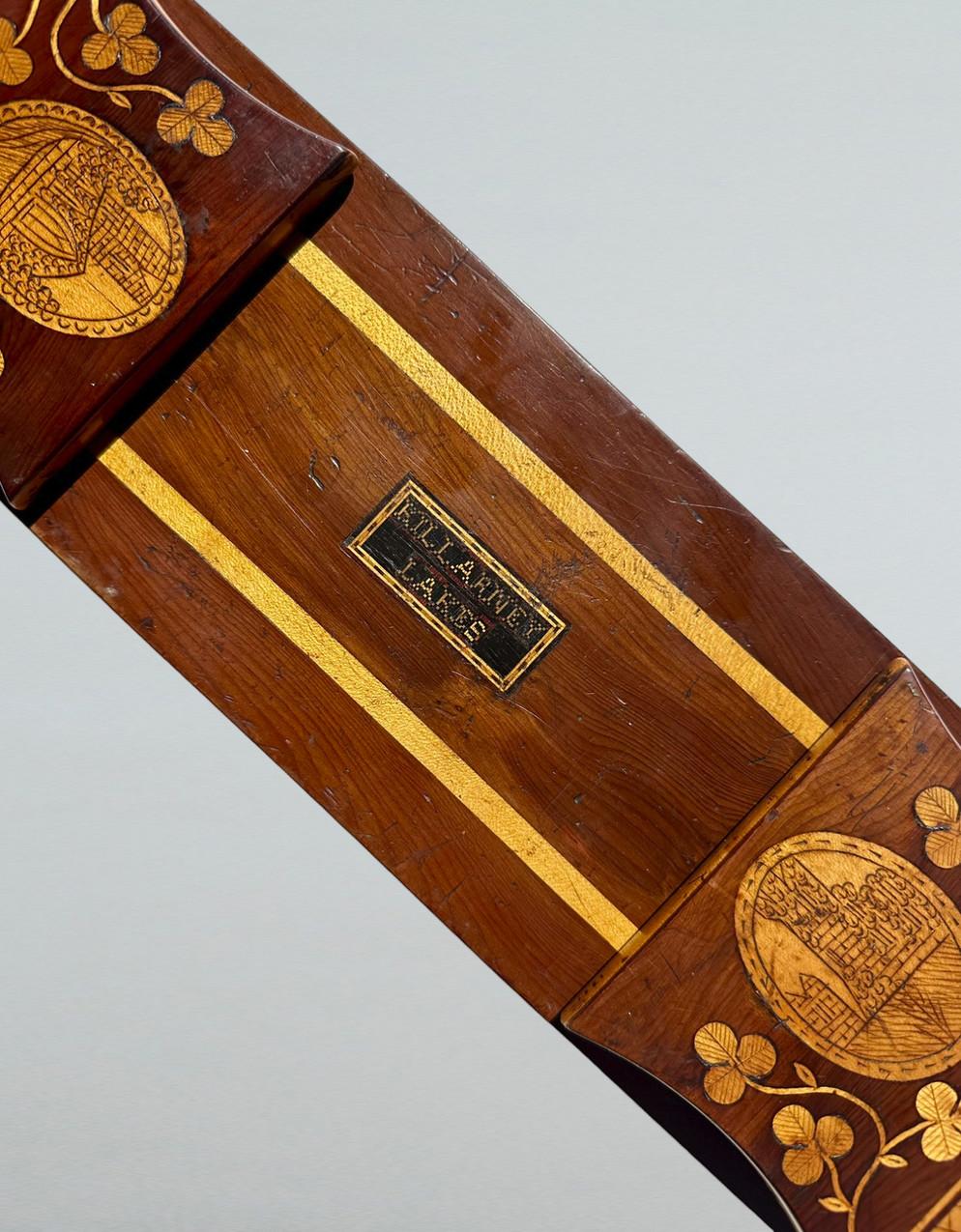 Polished Antique Irish Killarney Lakes Killarneyware Arbutus Wood Desk Book Slide Holder