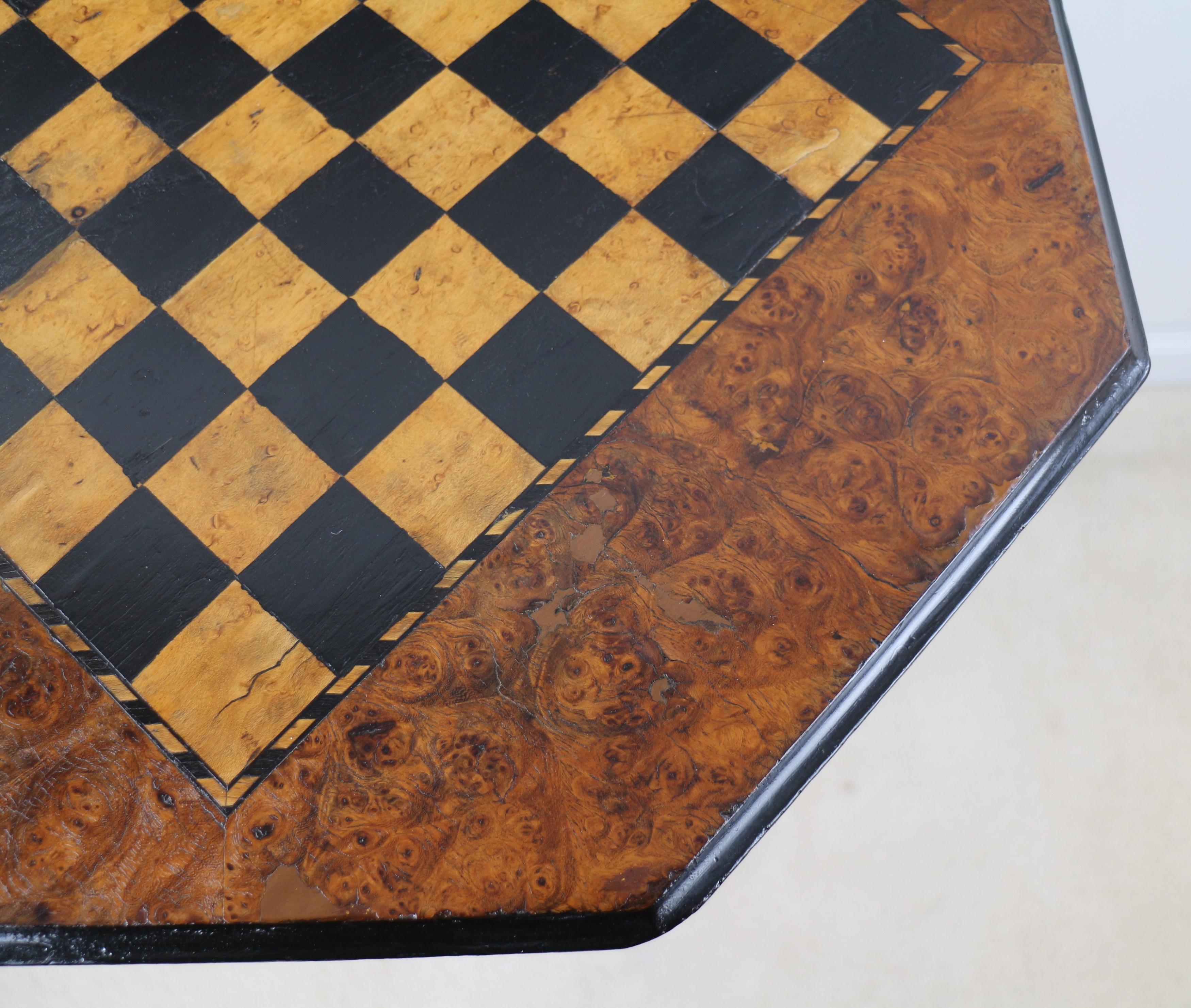 Antique Irish Killarney Yew Inlaid Chess Top Games Occasional Table 4