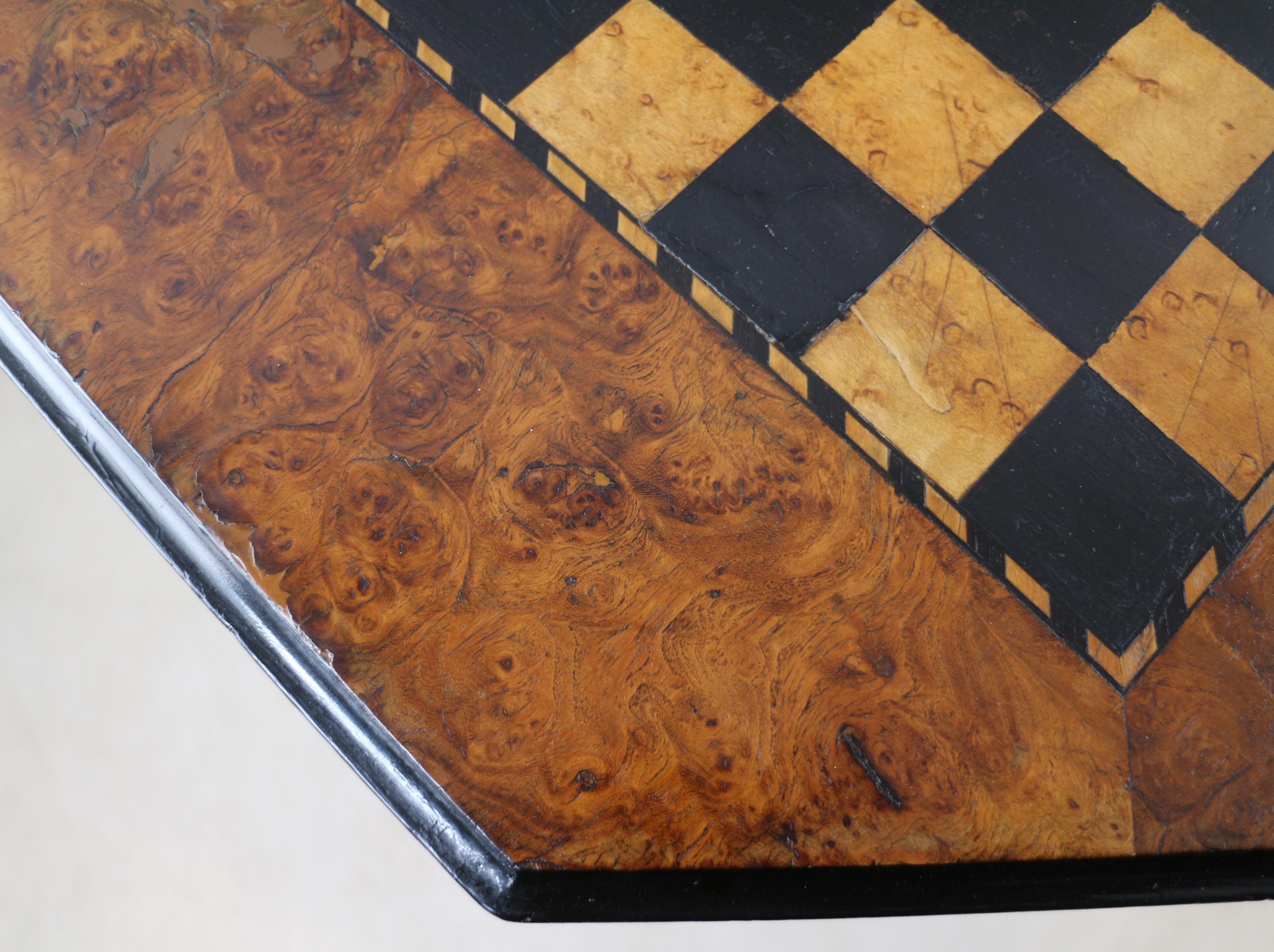 Antique Irish Killarney Yew Inlaid Chess Top Games Occasional Table 6
