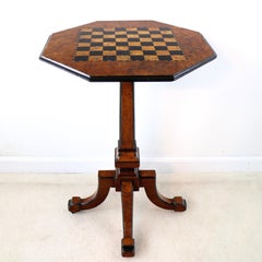 Antique Irish Killarney Yew Inlaid Chess Top Games Occasional Table
