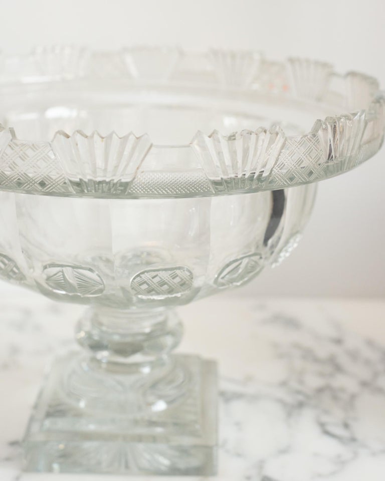 Antique Irish Large Cut Crystal Bowl For Sale at 1stDibs