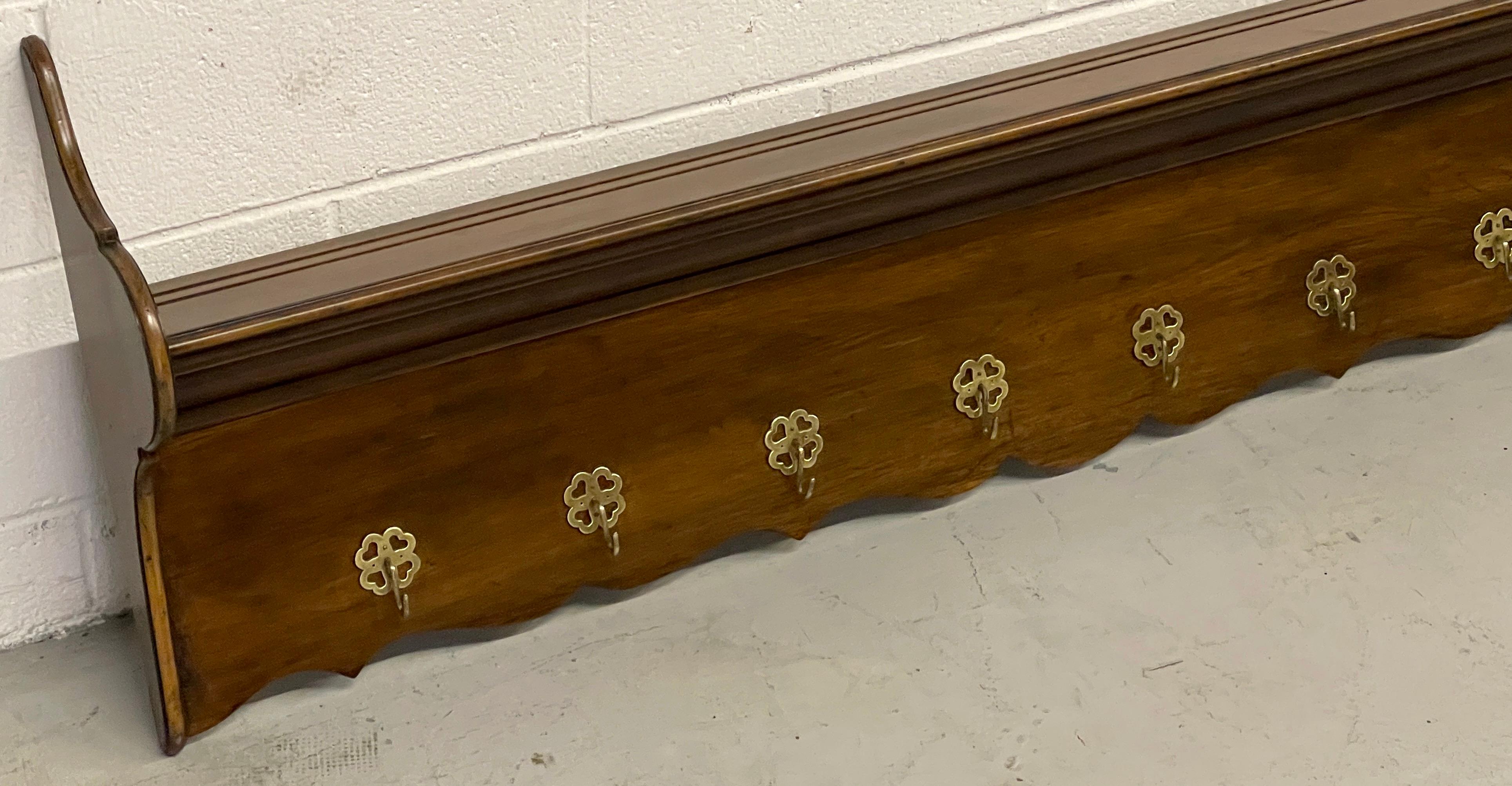 Antique Irish Mahogany & Brass Hanging Coat /Plate Rack or Kitchen Rack For Sale 5