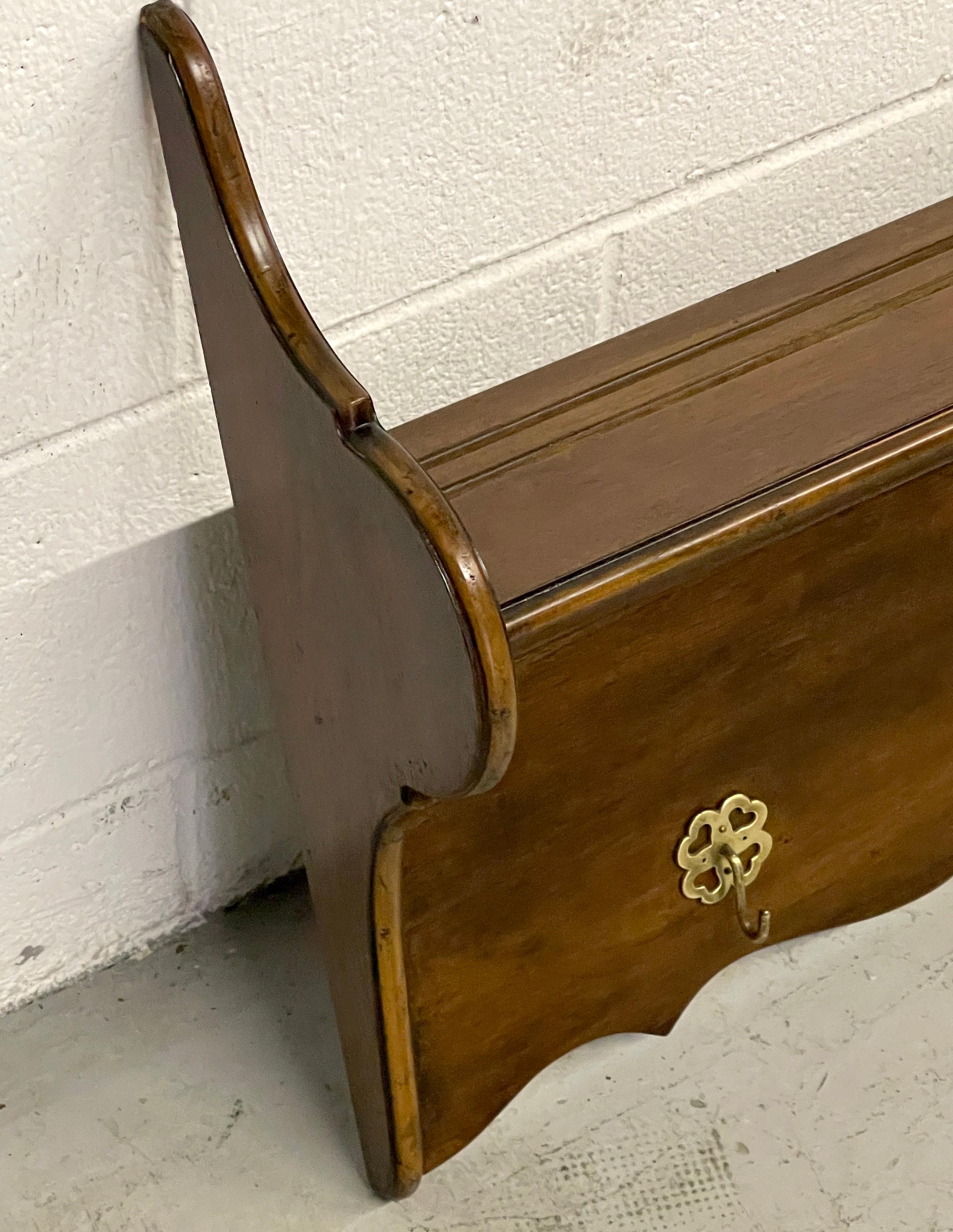 Antique Irish Mahogany & Brass Hanging Coat /Plate Rack or Kitchen Rack For Sale 3