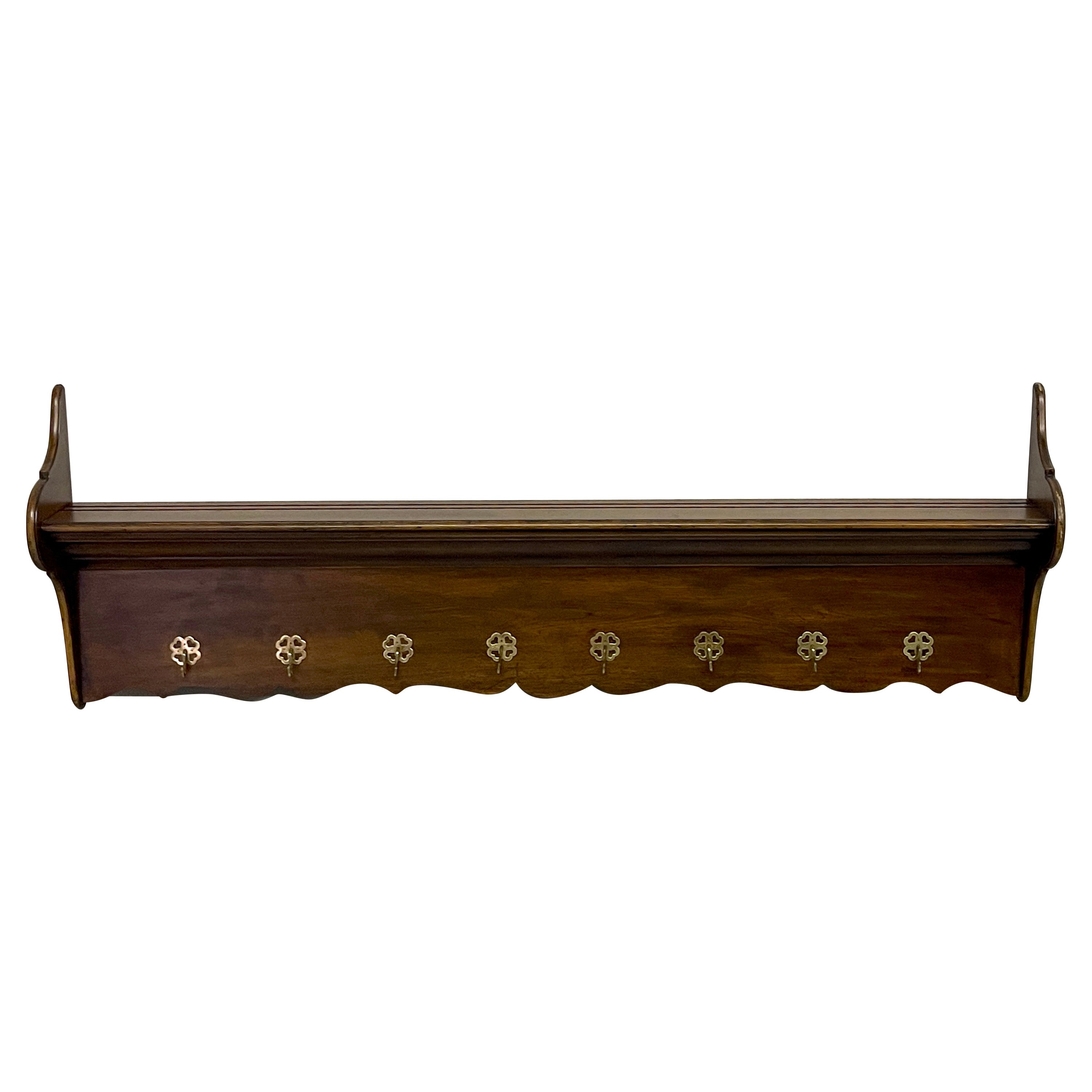 Antique Irish Mahogany & Brass Hanging Coat /Plate Rack or Kitchen Rack