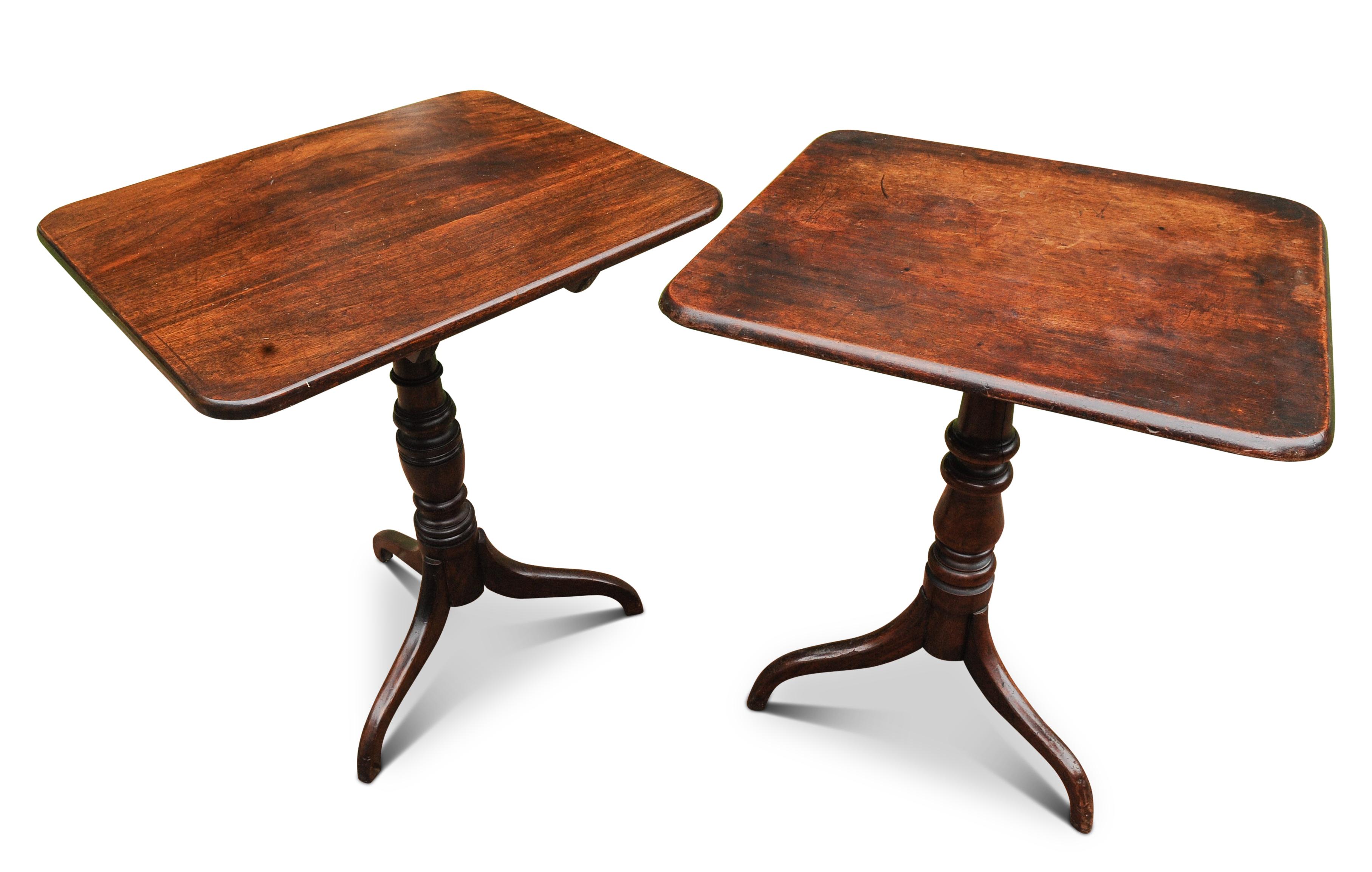 Hand-Crafted Antique Irish Mahogany Tilt Top Tables On Turned Pedestals Near Pair For Sale