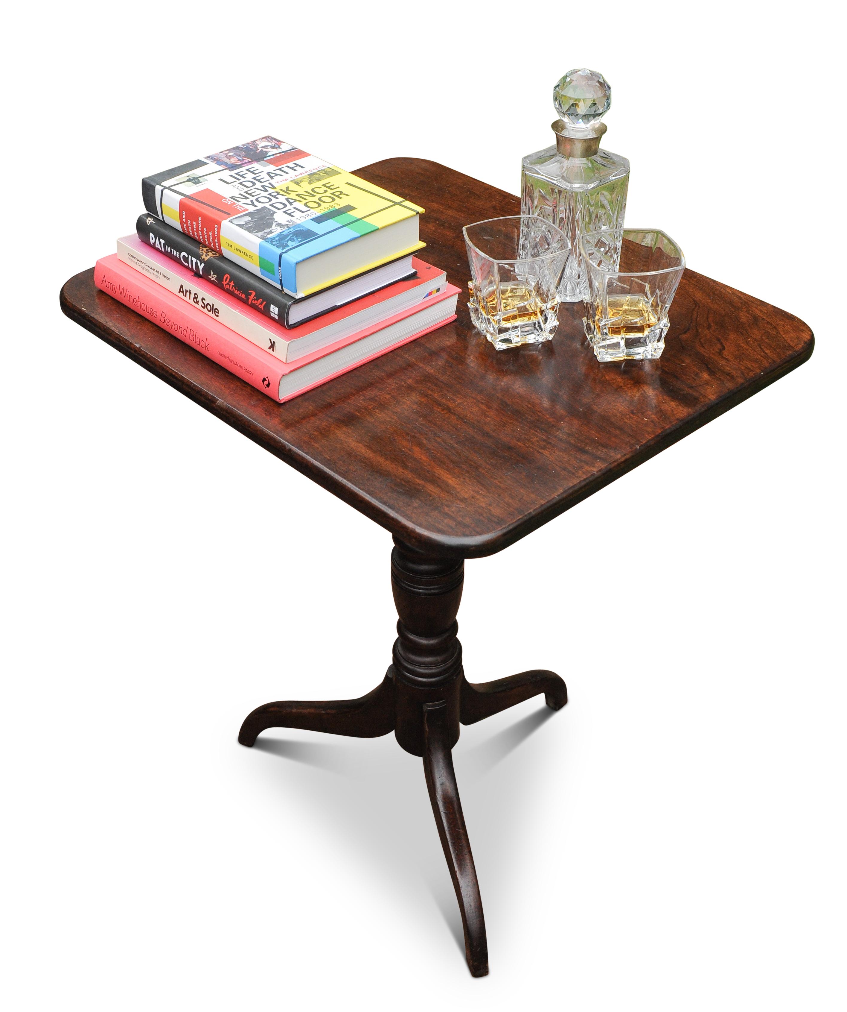 18th Century and Earlier Antique Irish Mahogany Tilt Top Tables On Turned Pedestals Near Pair For Sale