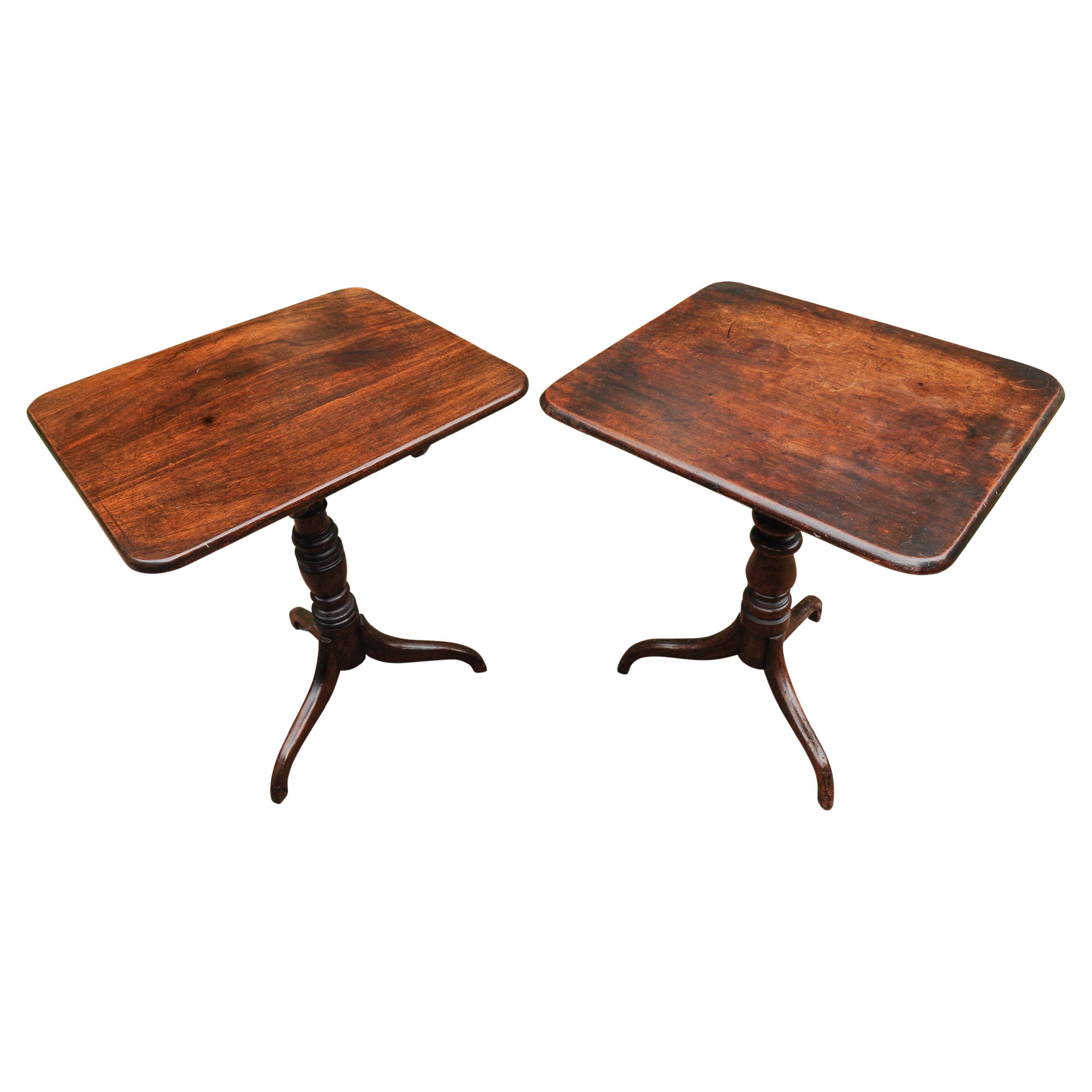 Antique Irish Mahogany Tilt Top Tables On Turned Pedestals Near Pair For Sale