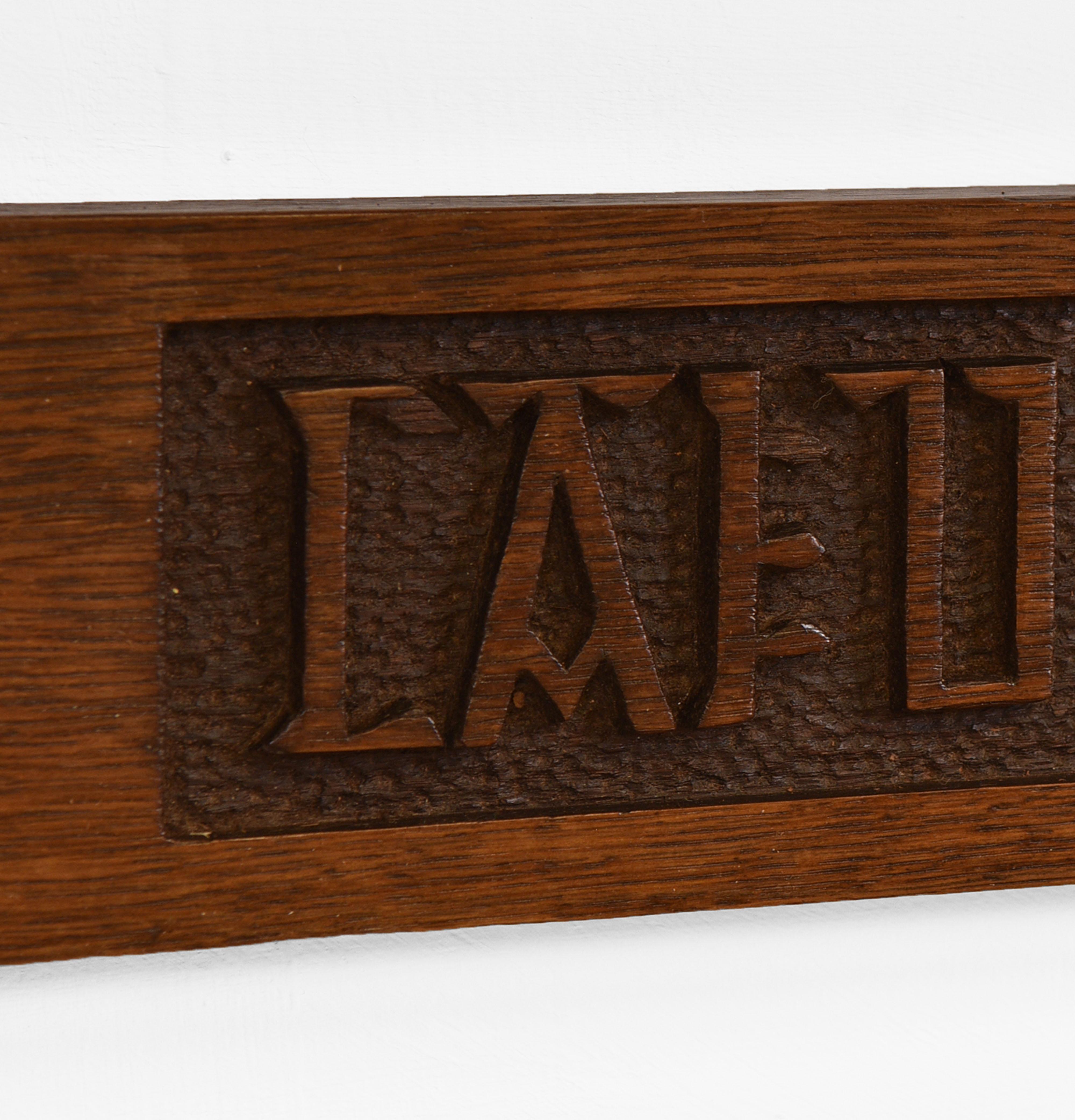 Antique Irish Oak Gun Rack Gaelic Carved Greeting 