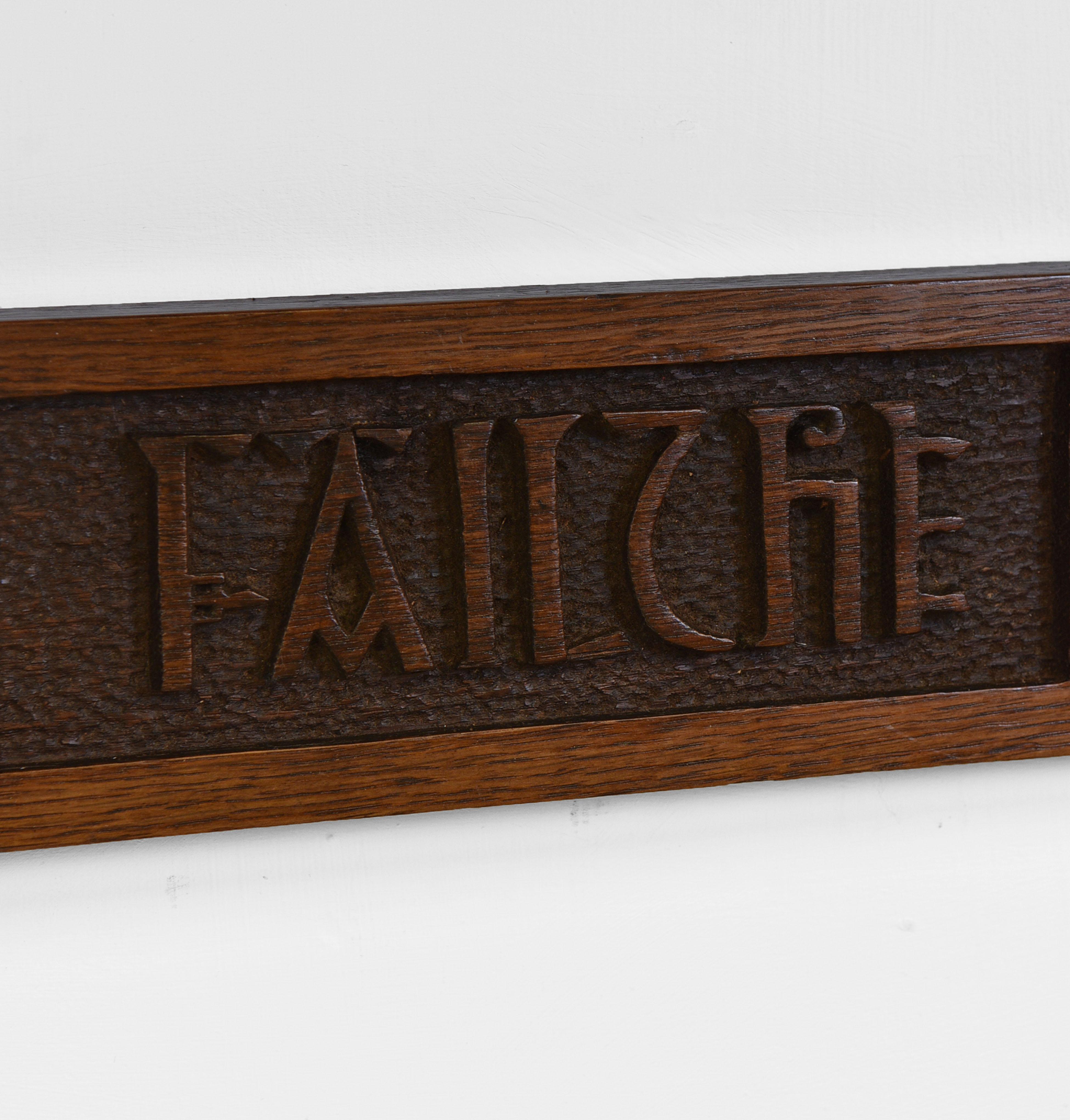 Antique Irish Oak Gun Rack Gaelic Carved Greeting 