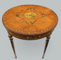 Antique Irish Painted Satinwood Edwardian Circular Occasional Table James Hicks