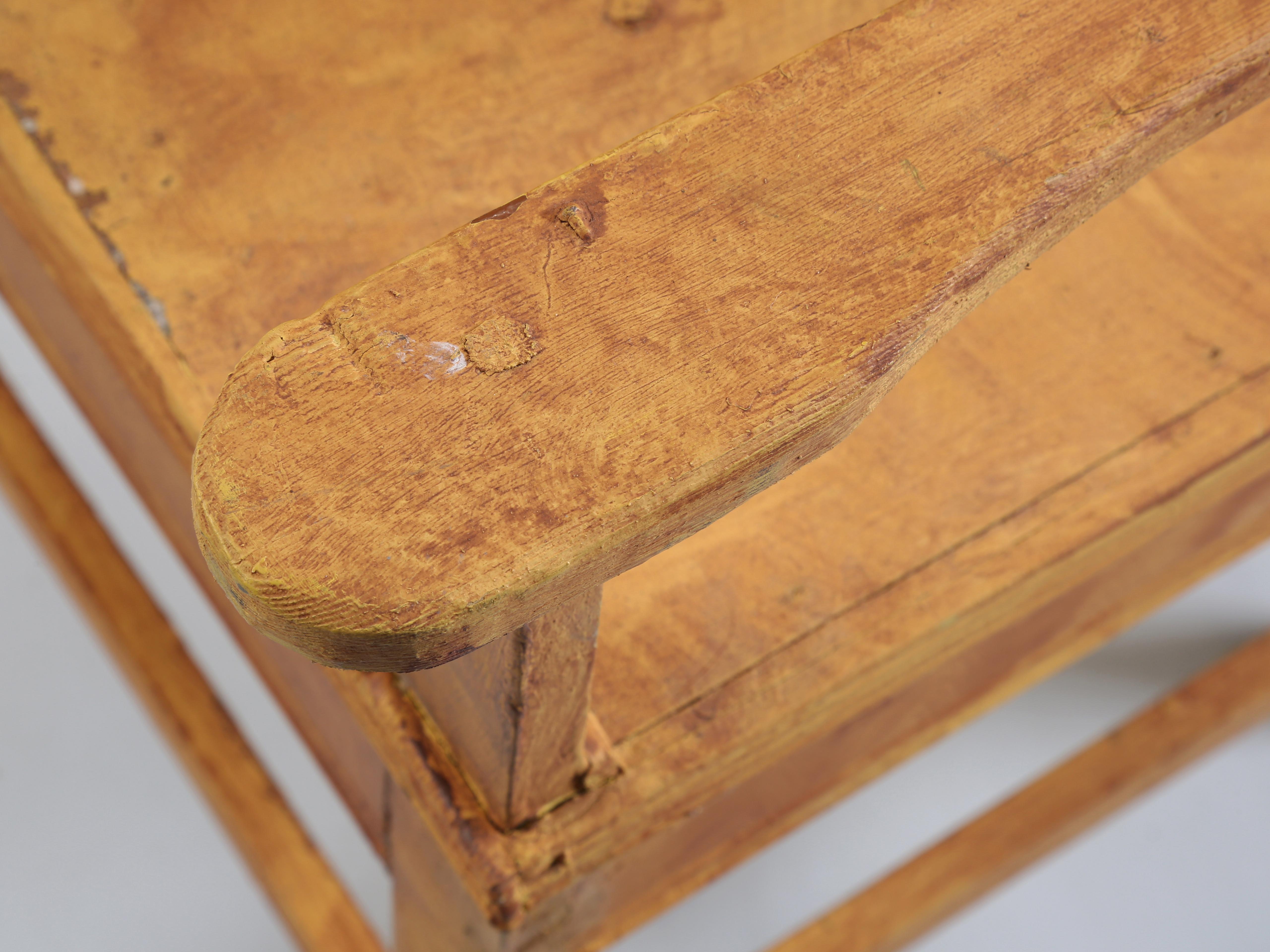 Antique Irish Pine Bench in an Old Scumbled Painted Finish Late 1800's Original For Sale 5