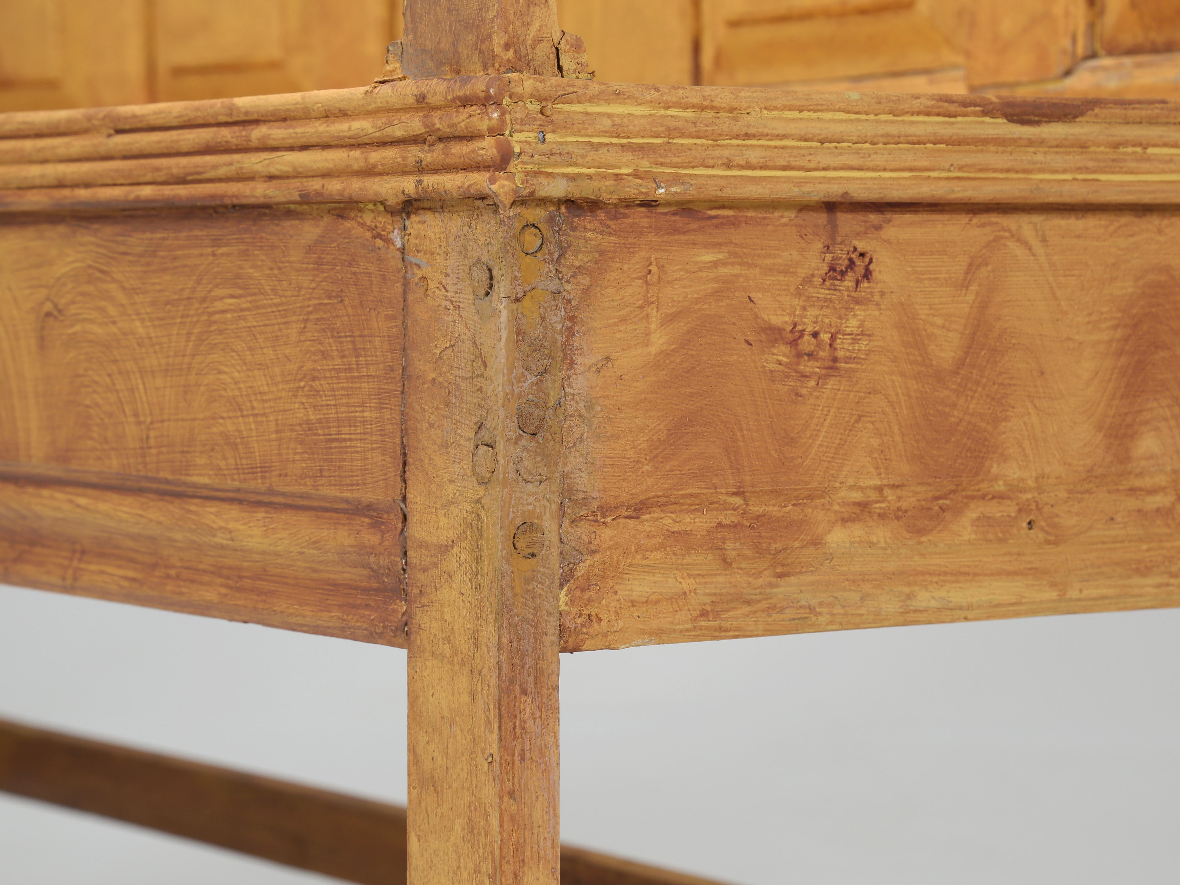 Antique Irish Pine Bench in an Old Scumbled Painted Finish Late 1800's Original For Sale 9