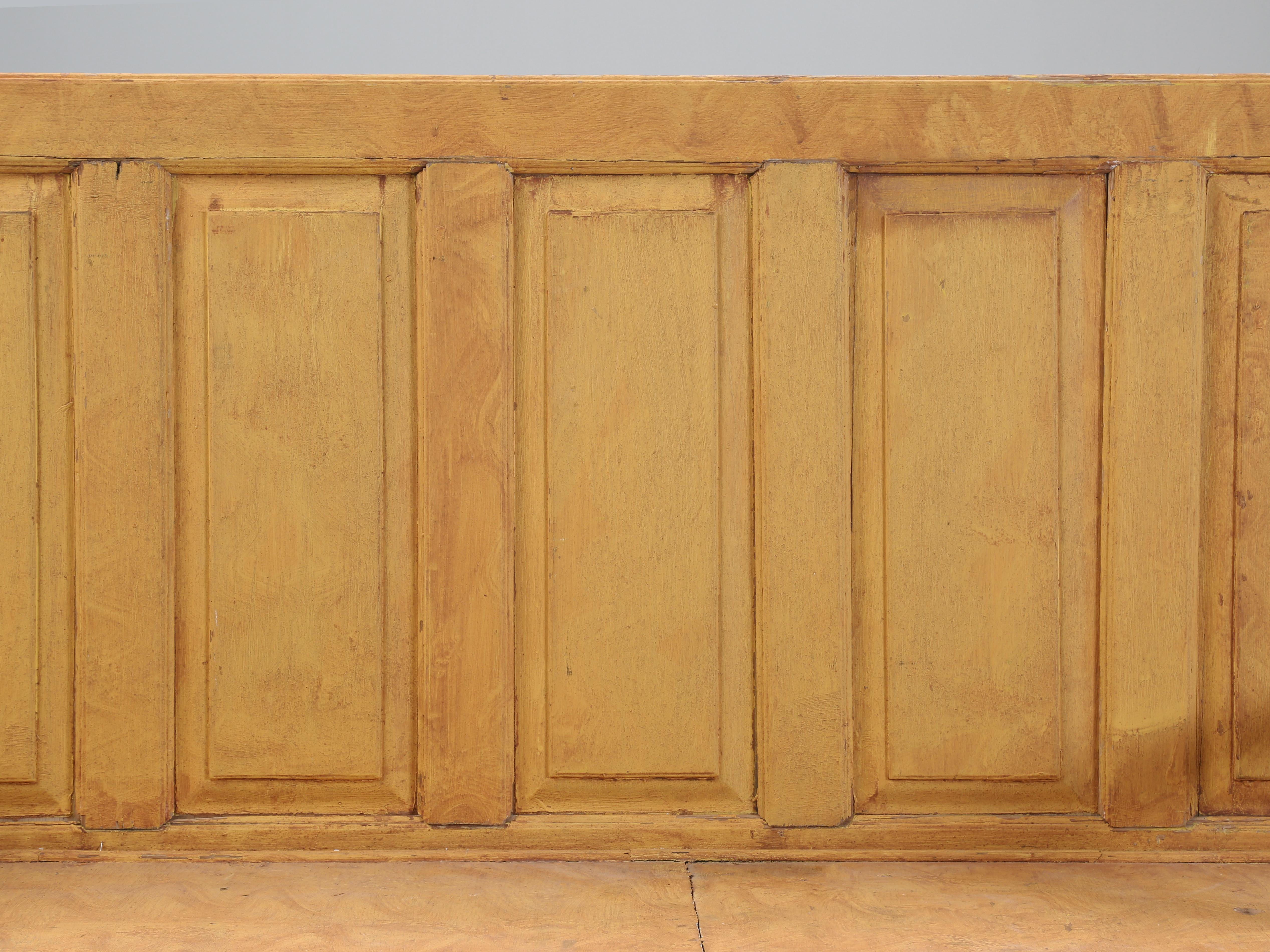 Hand-Crafted Antique Irish Pine Bench in an Old Scumbled Painted Finish Late 1800's Original For Sale