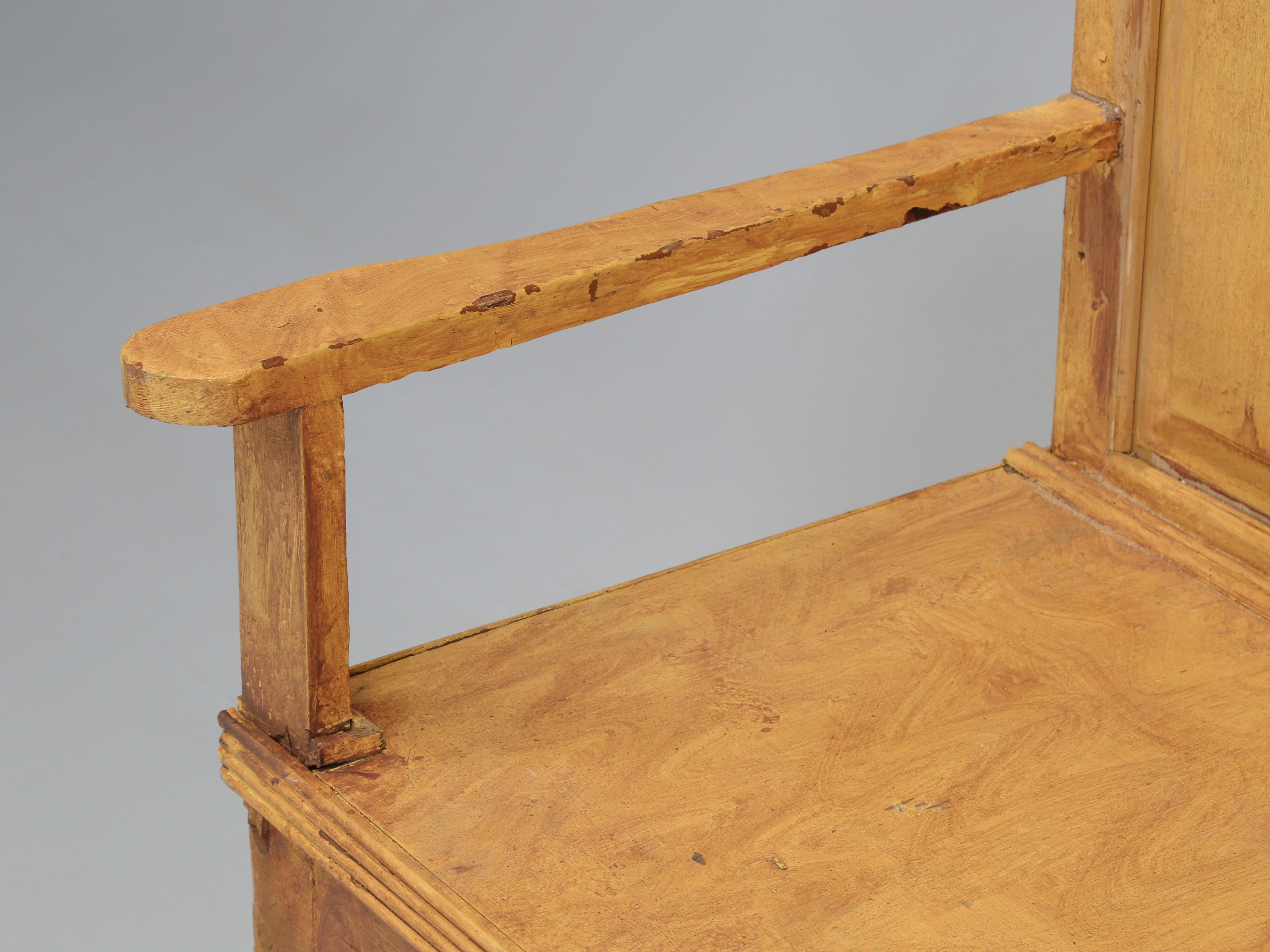 Antique Irish Pine Bench in an Old Scumbled Painted Finish Late 1800's Original For Sale 2