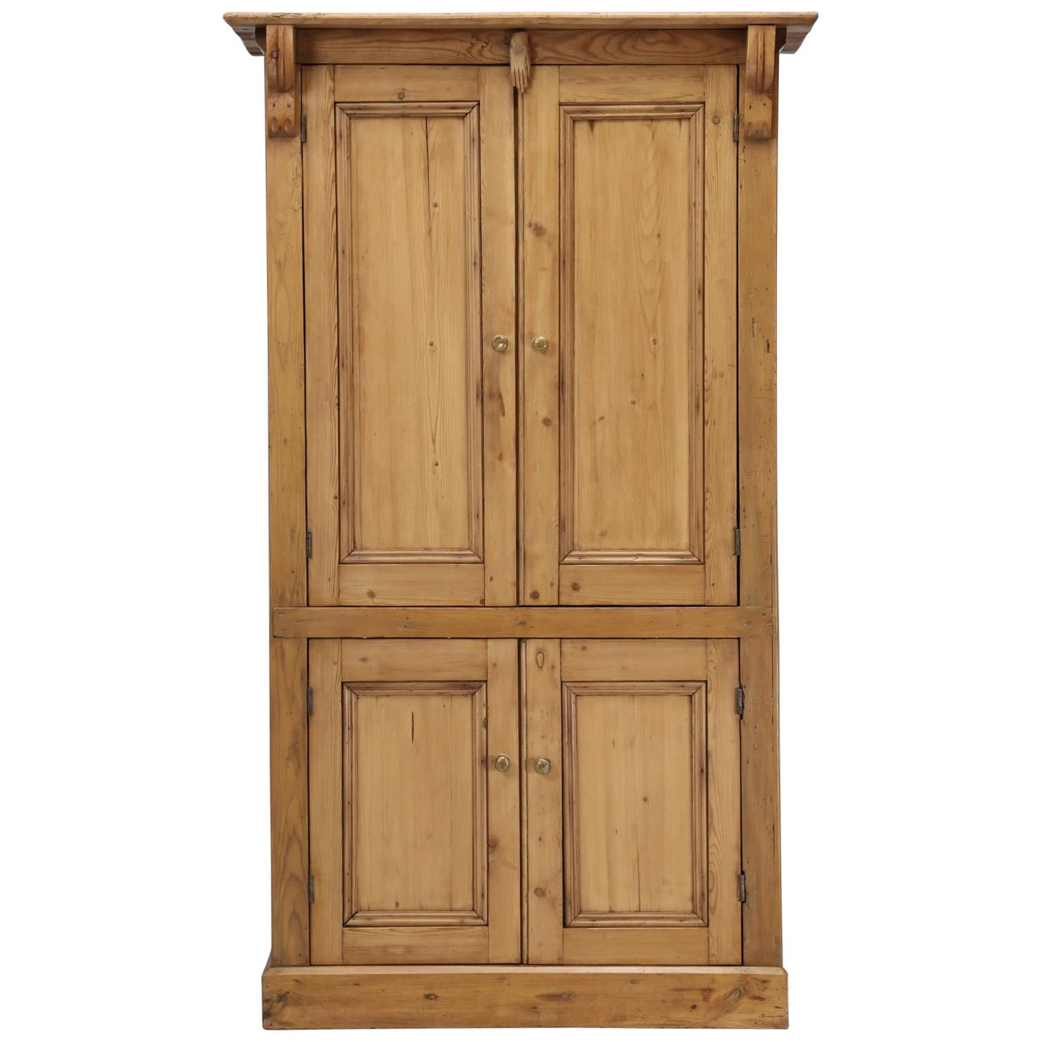 Antique Irish Pine Folk Art Cabinet or Cupboard
