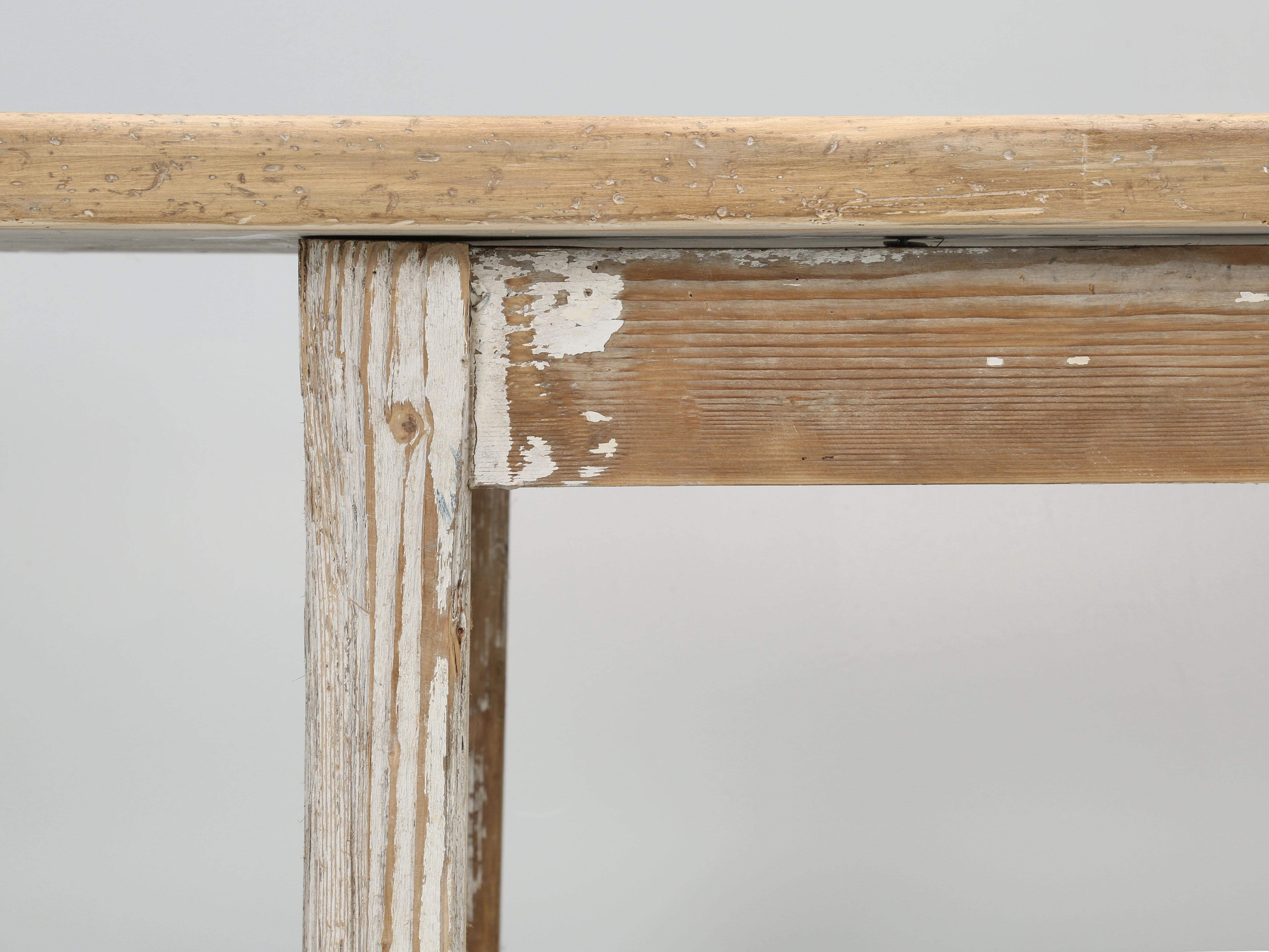 Antique Irish Pine Kitchen Table or Farm Table, Original Paint, Unrestored 5