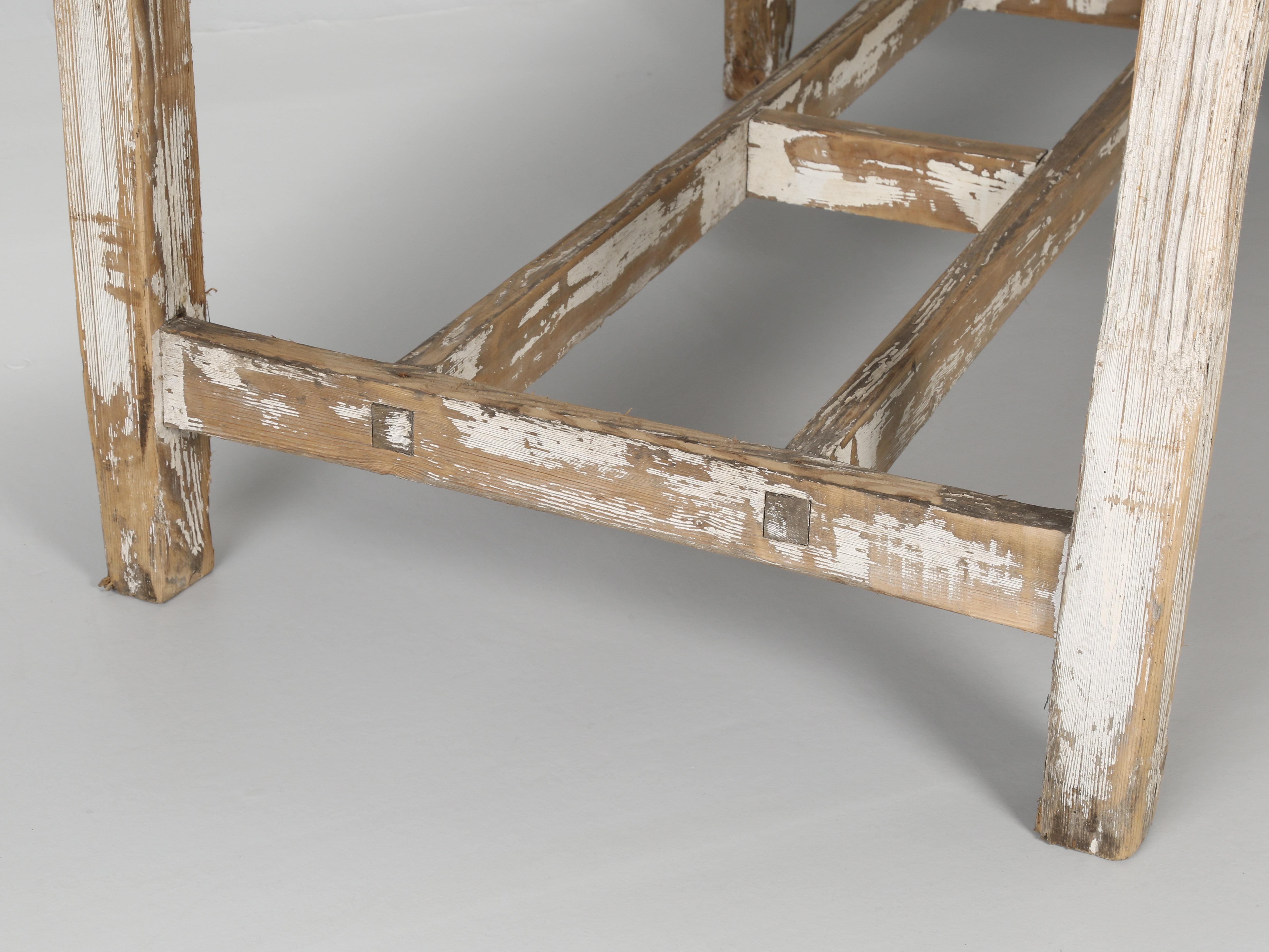 Antique Irish Pine Kitchen Table or Farm Table, Original Paint, Unrestored 7