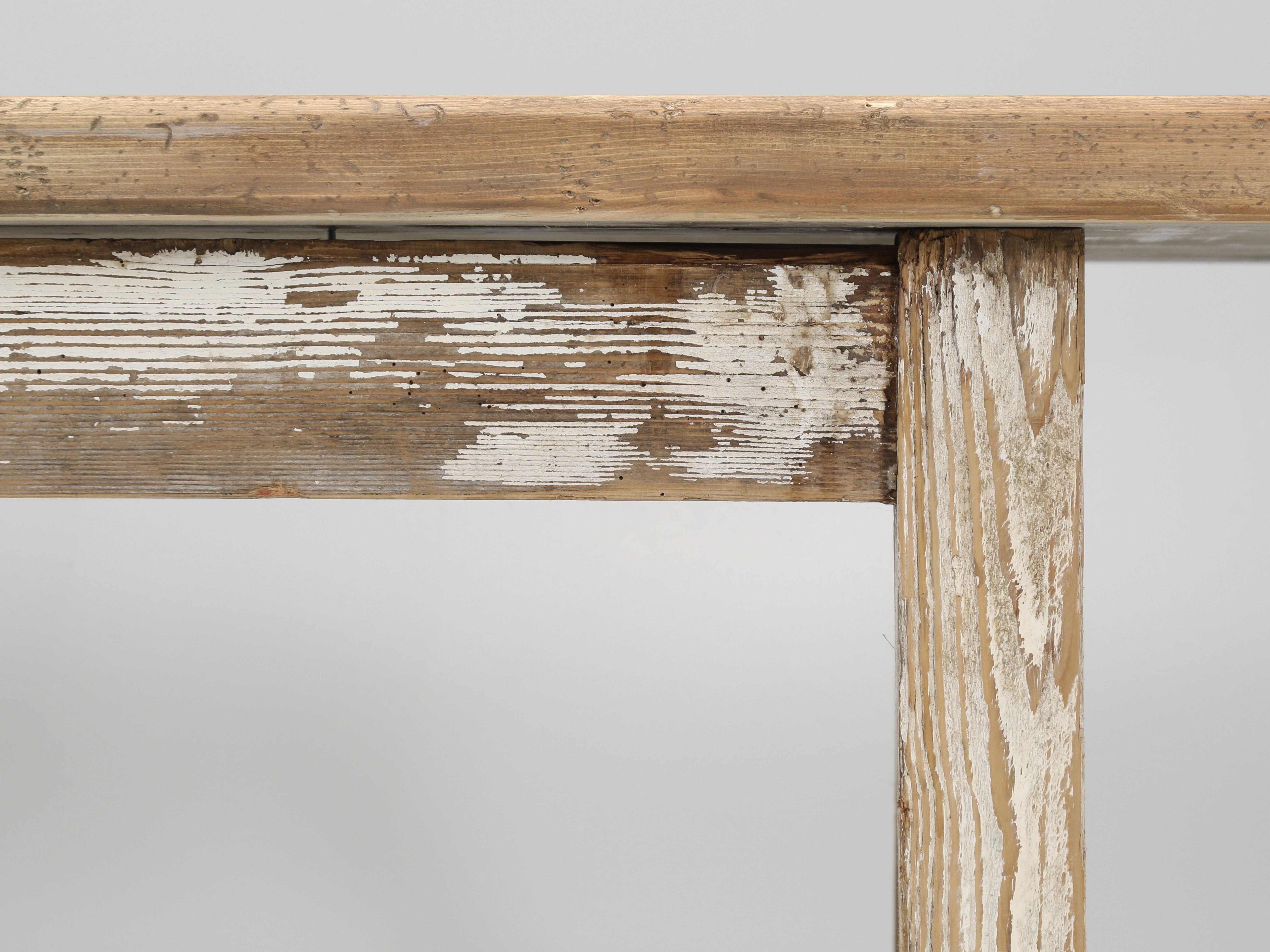 Antique Irish Pine Kitchen Table or Farm Table, Original Paint, Unrestored 12