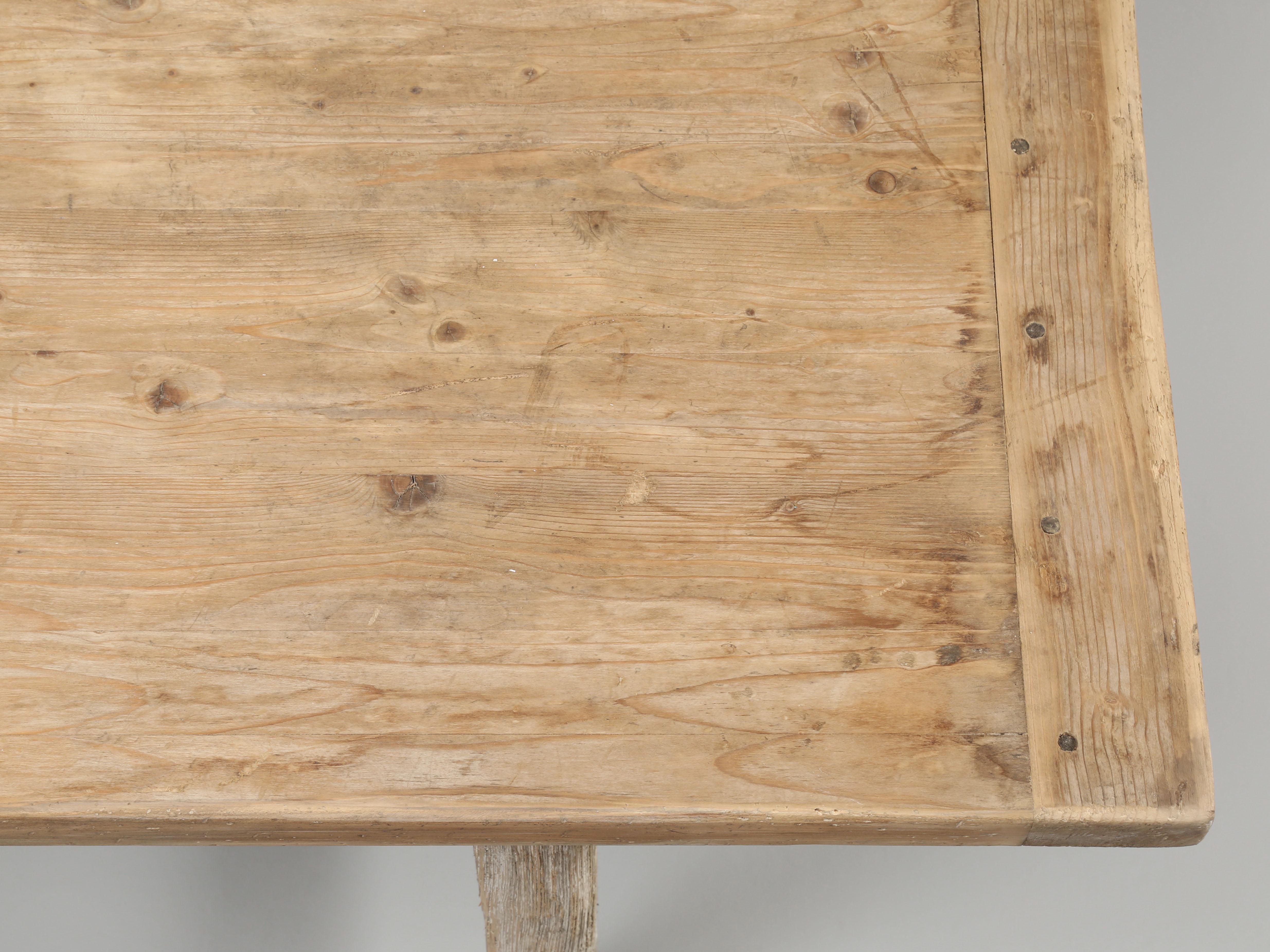 Country Antique Irish Pine Kitchen Table or Farm Table, Original Paint, Unrestored