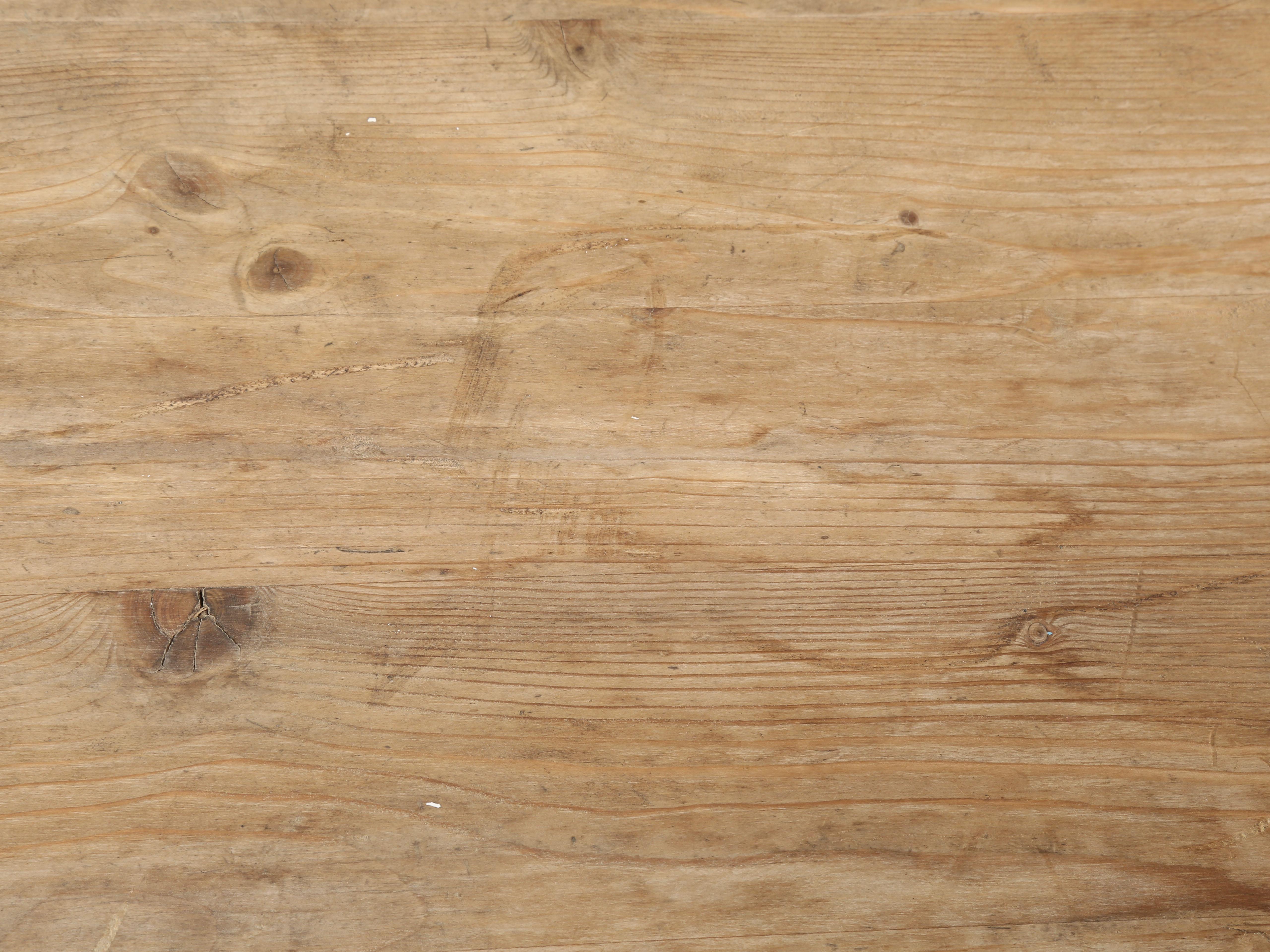 Hand-Crafted Antique Irish Pine Kitchen Table or Farm Table, Original Paint, Unrestored