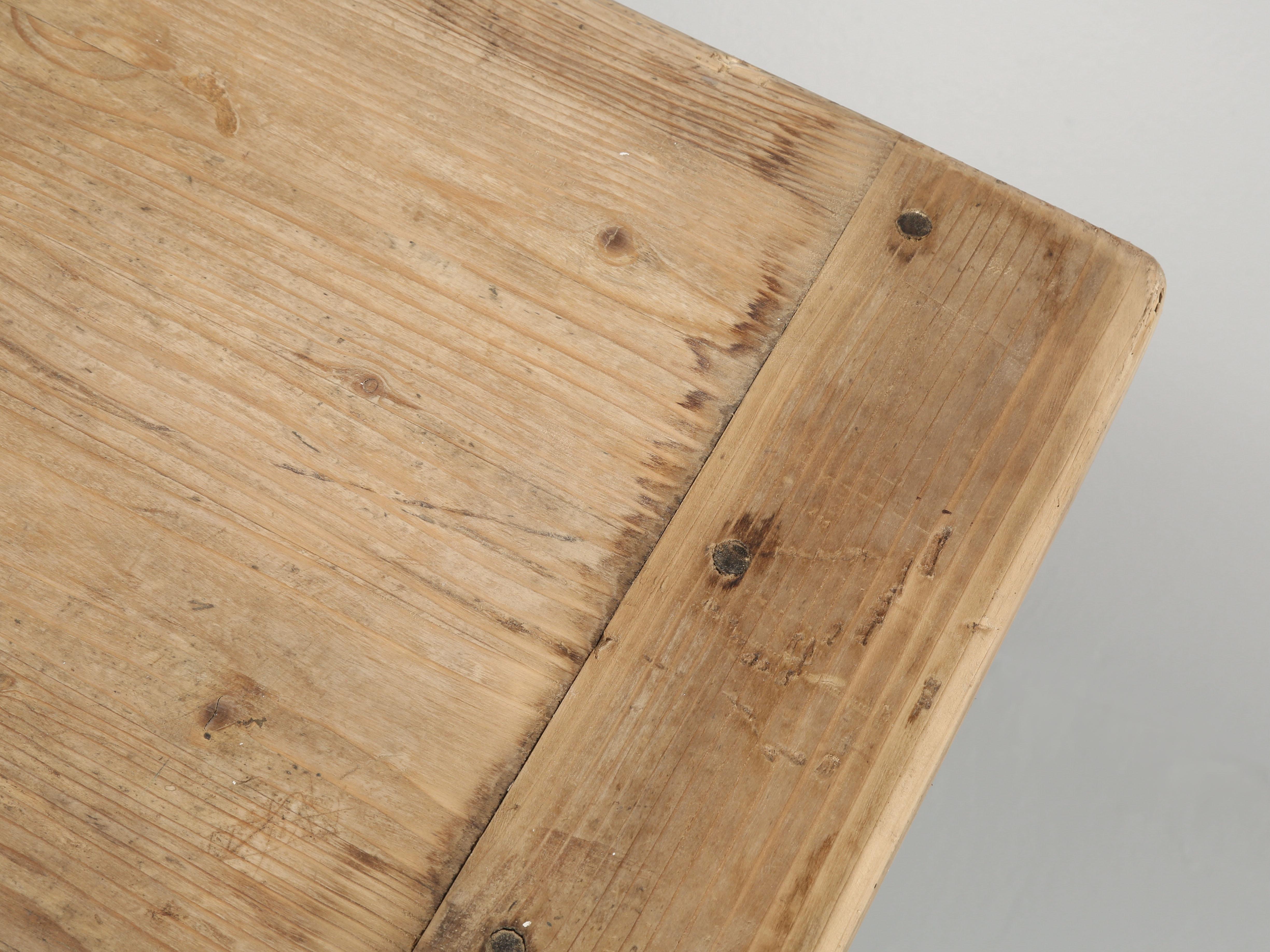 Late 19th Century Antique Irish Pine Kitchen Table or Farm Table, Original Paint, Unrestored