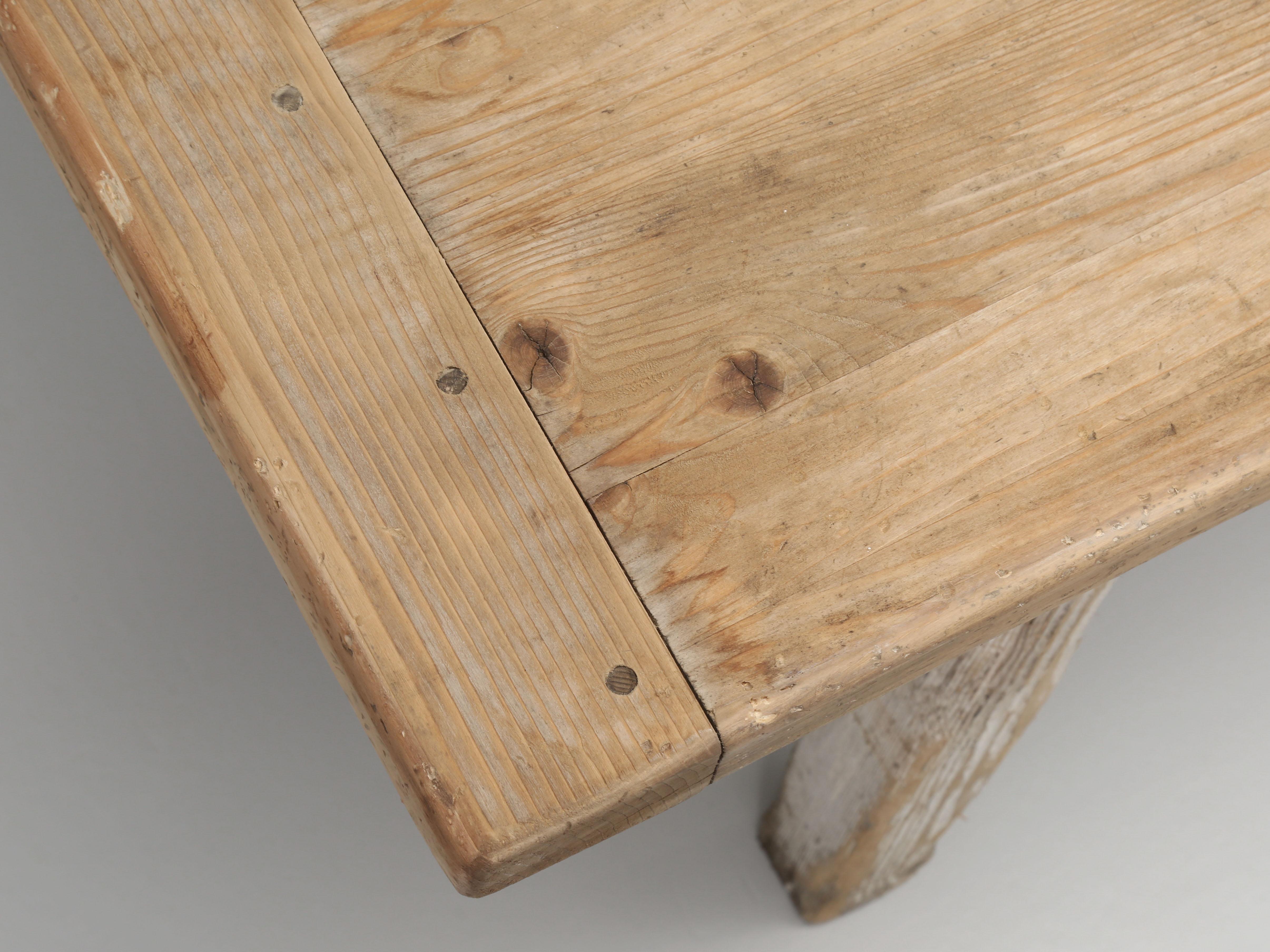 Antique Irish Pine Kitchen Table or Farm Table, Original Paint, Unrestored 1