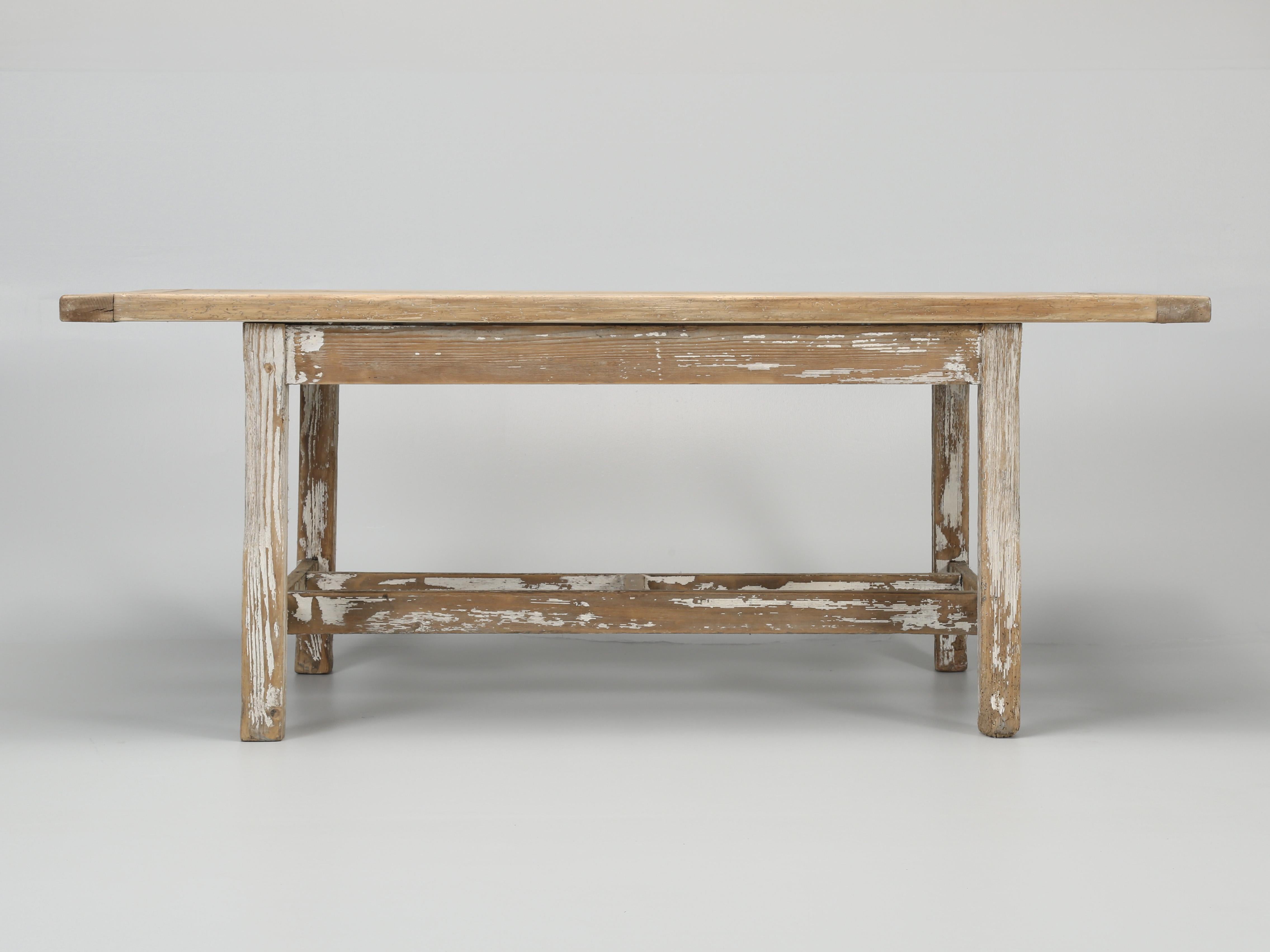 Antique Irish Pine Kitchen Table or Farm Table, Original Paint, Unrestored 3