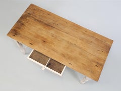 Antique Irish Pine Kitchen Table with a Great Scrubbed Pine Top c1880-1890