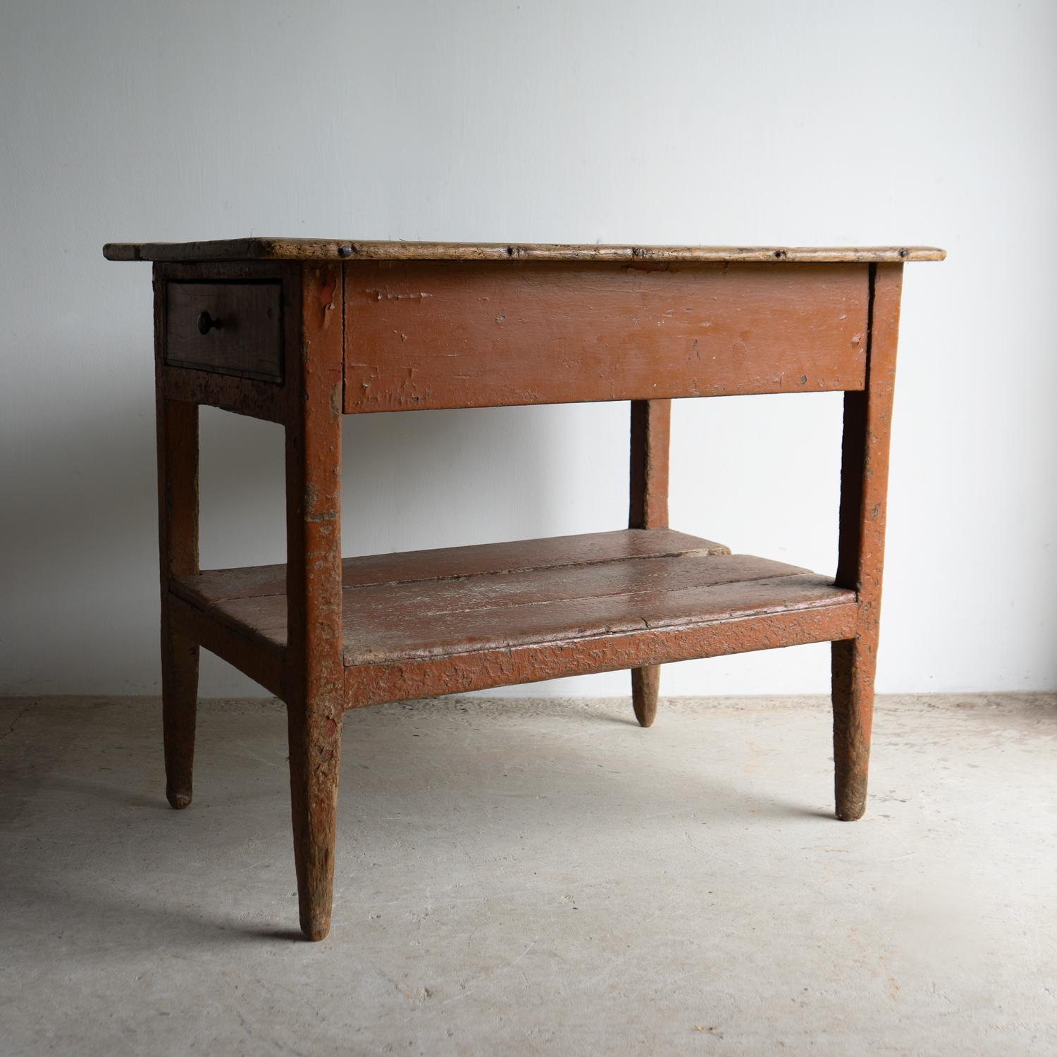Rustic Antique Irish Primitive Painted Pine Scullery Table, 19th Century For Sale
