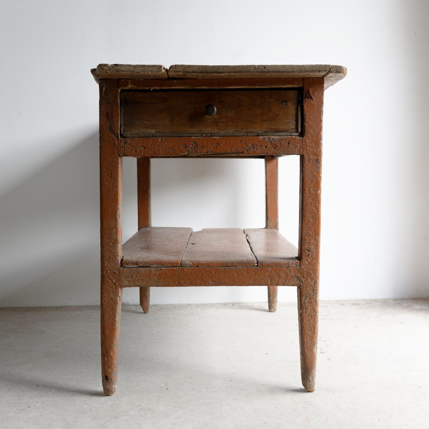 Hand-Crafted Antique Irish Primitive Painted Pine Scullery Table, 19th Century For Sale