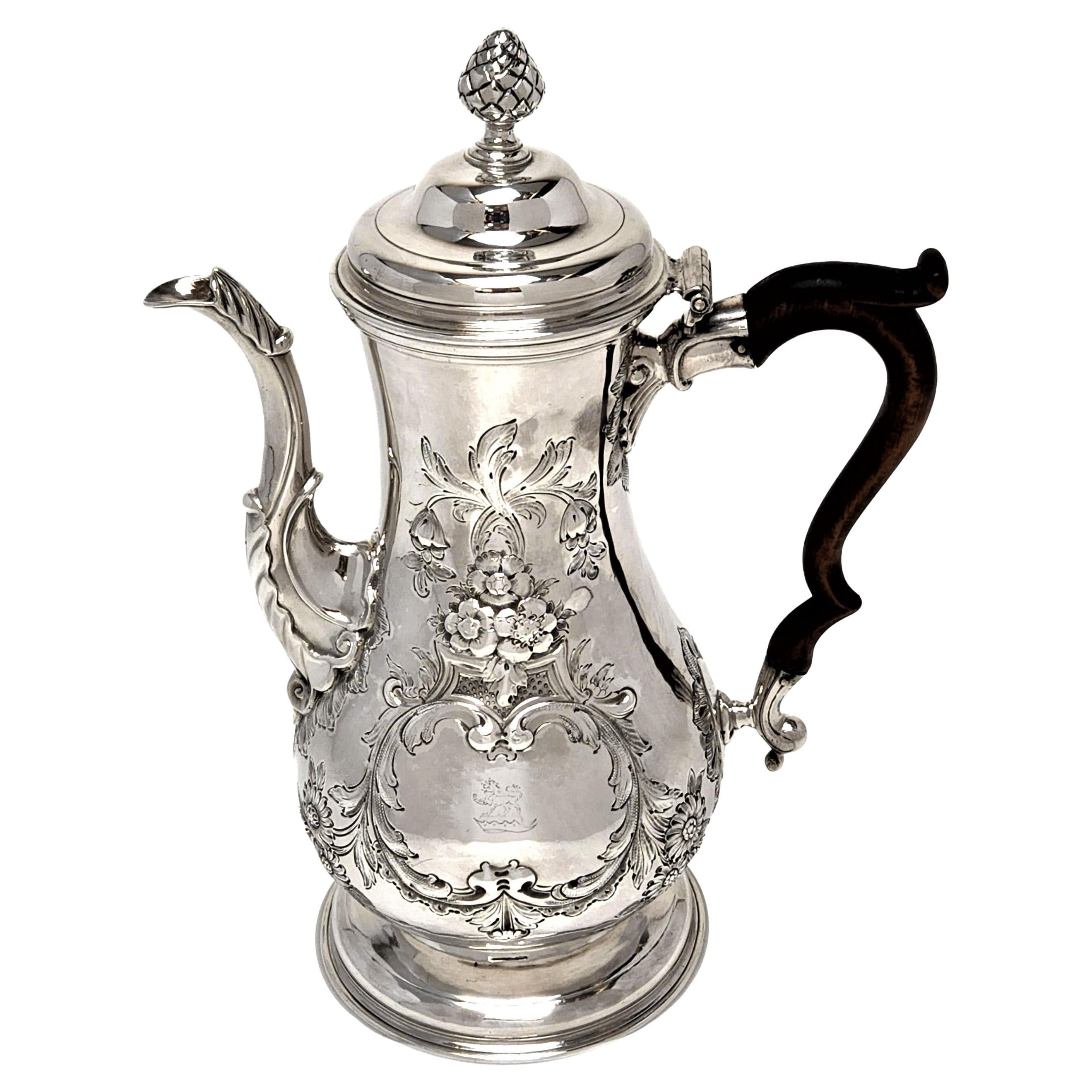 Ancienne cafetière provinciale irlandaise en argent en liège 1775 18ème siècle géorgien en vente