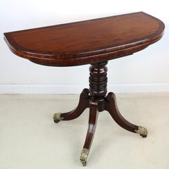 Antique Irish Regency Mahogany & Burr Yew Wood Crossbanded Tea Table, circa 1820