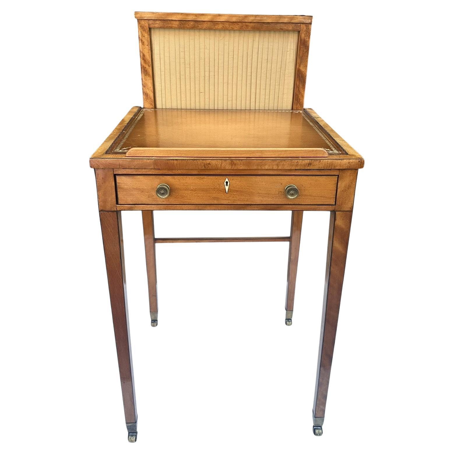 Antique Irish Satinwood Writing Desk Lectern Side Table Robert Strahan Dublin For Sale