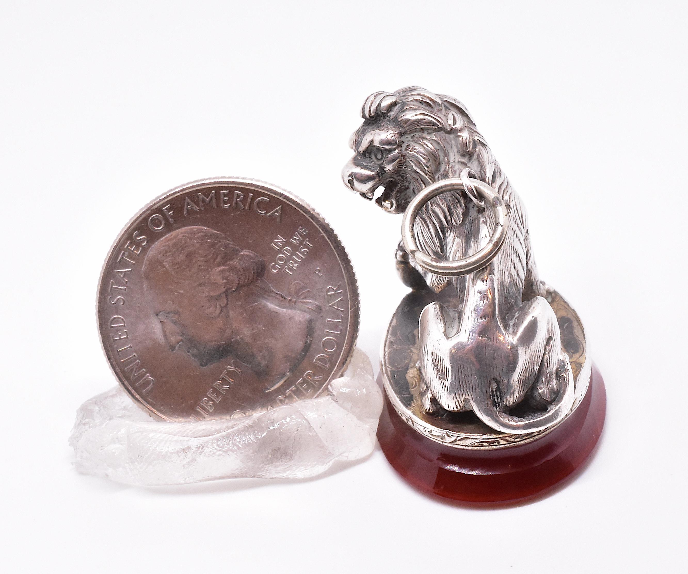 Antique Irish Silver Medici Lion Fob Seal, Mcnamara and St. George Family Crest 2
