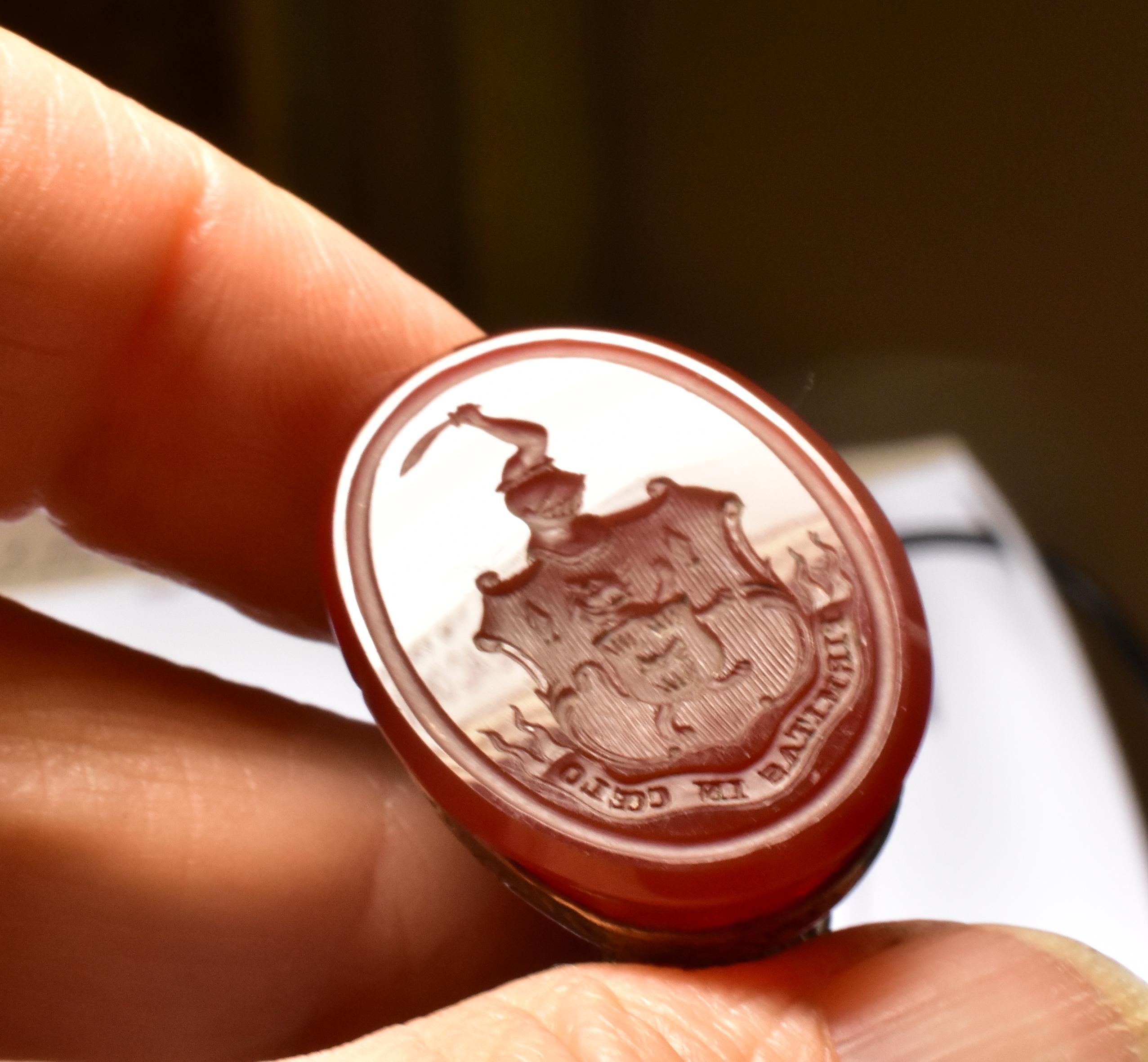 Victorian Antique Irish Silver Medici Lion Fob Seal, Mcnamara and St. George Family Crest